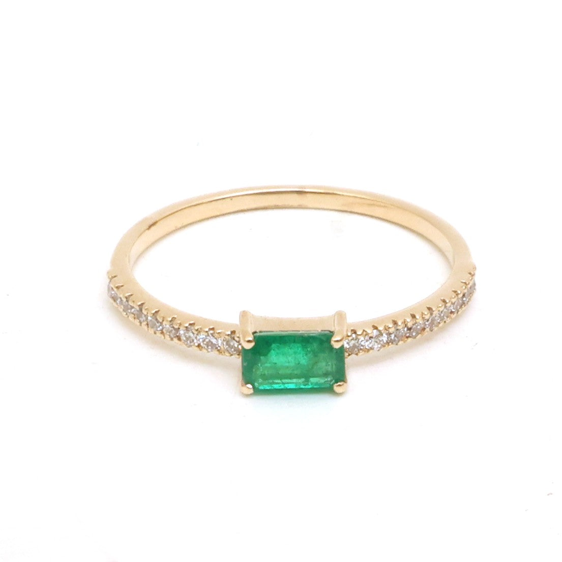JPRG-5280/12579 Emerald Diamond Octagon Thin Ring | 14K