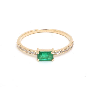JPRG-5280/12579 Emerald Diamond Octagon Thin Ring | 14K