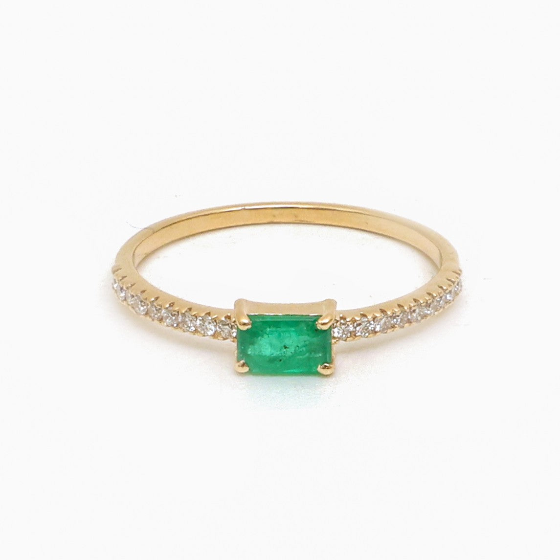 JPRG-5281/12580 Emerald Diamond Octagon Thin Ring | 14K