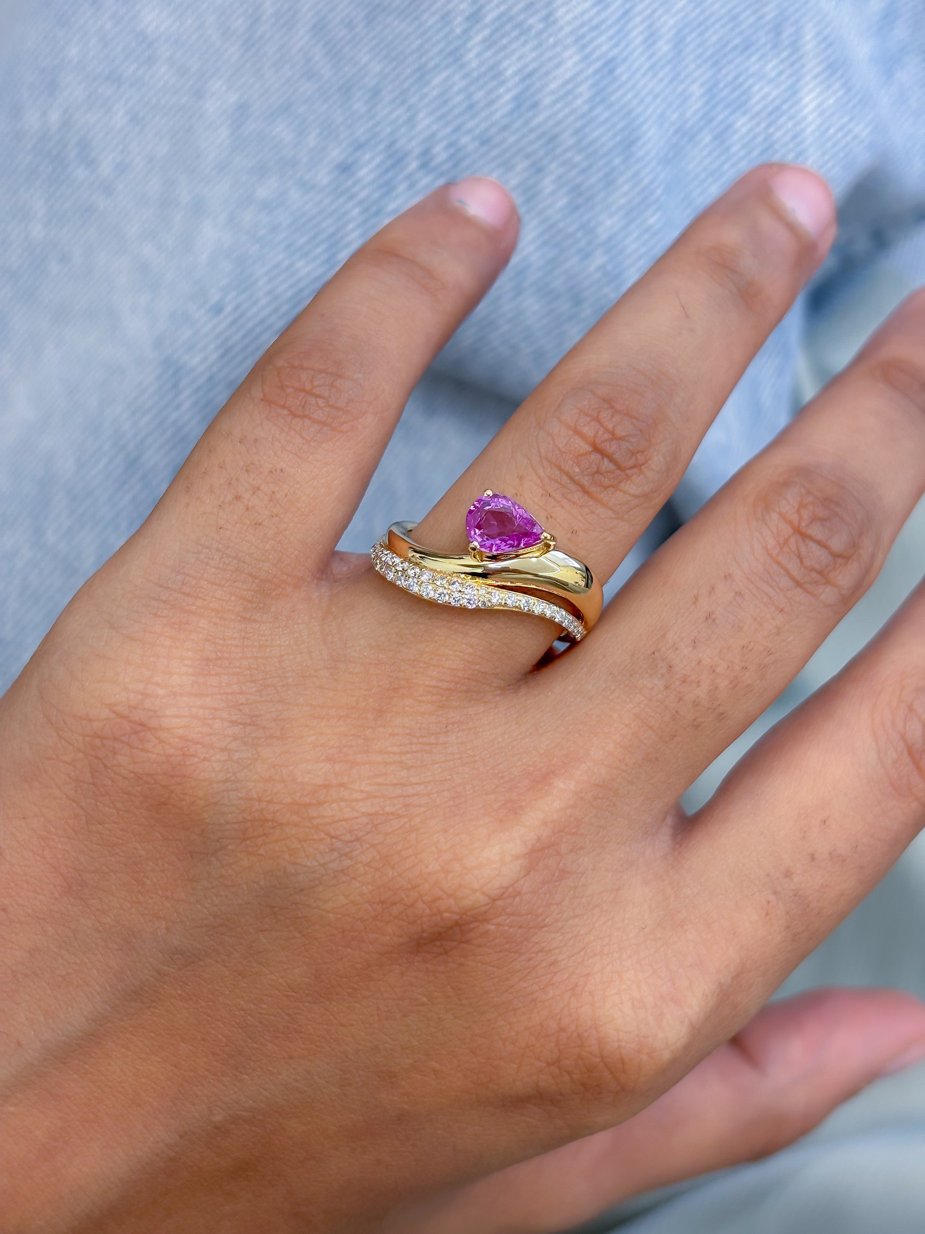 JPRG-5284/12583 Pink Sapphire Diamond Ring | 18K