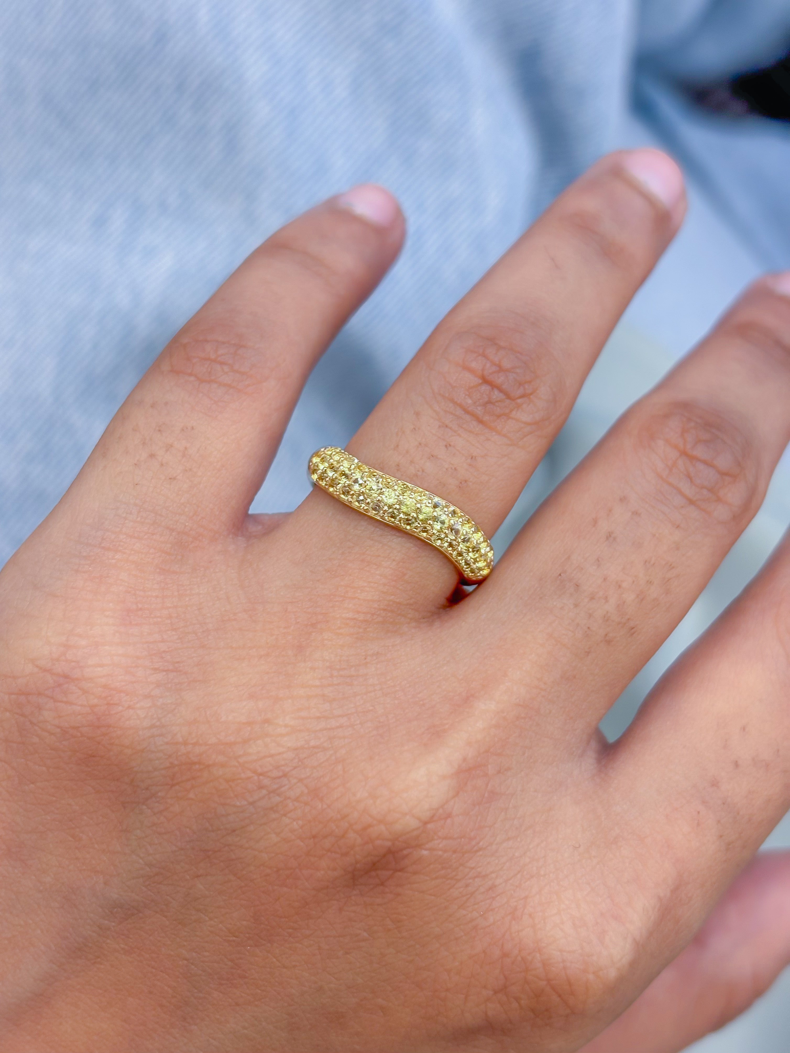 JPRG-5285/12584 Yellow Sapphire Wave Half Ring | 14K