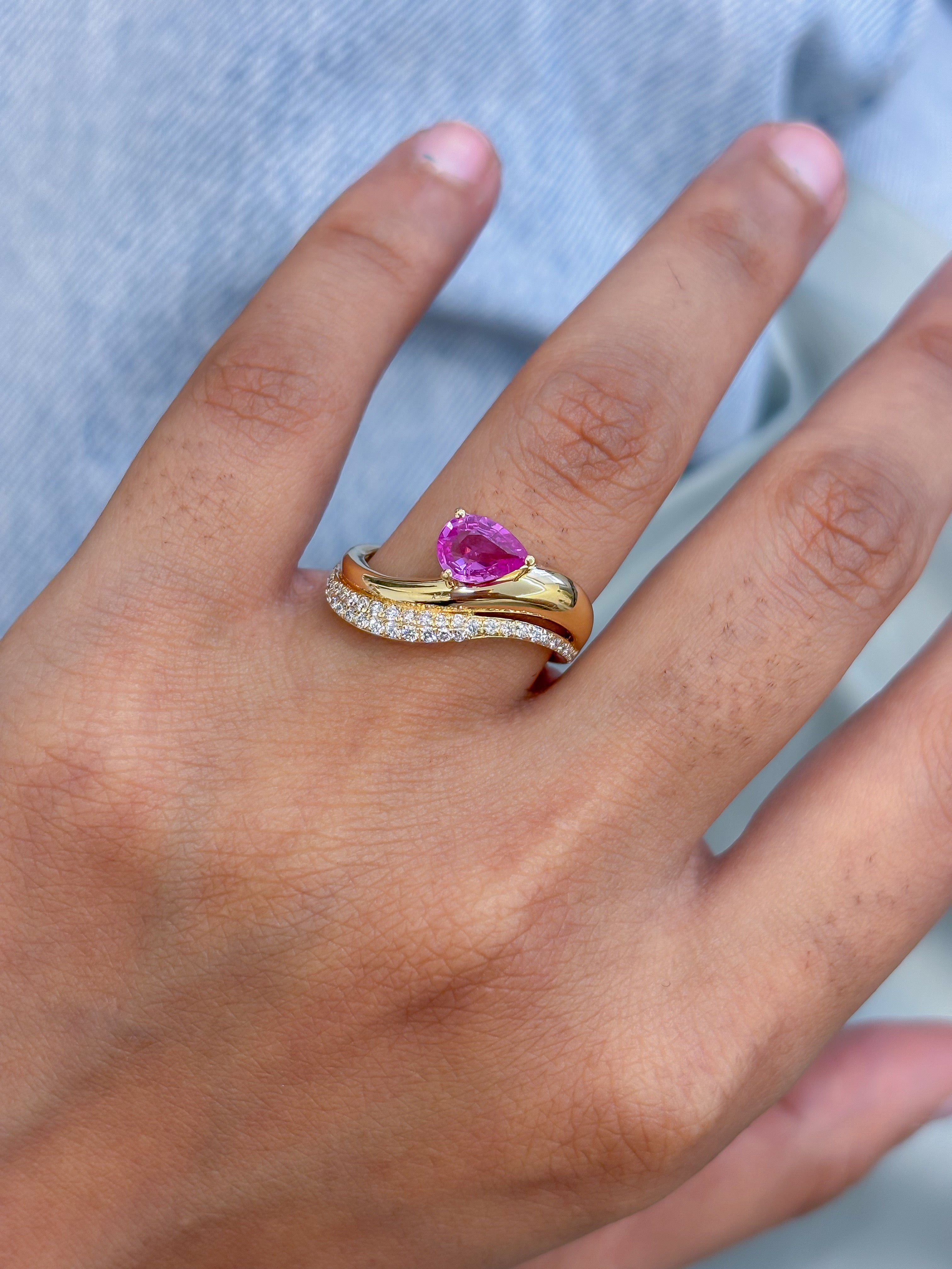 JPRG-5286/12585 Pink Sapphire Diamond Ring | 18K