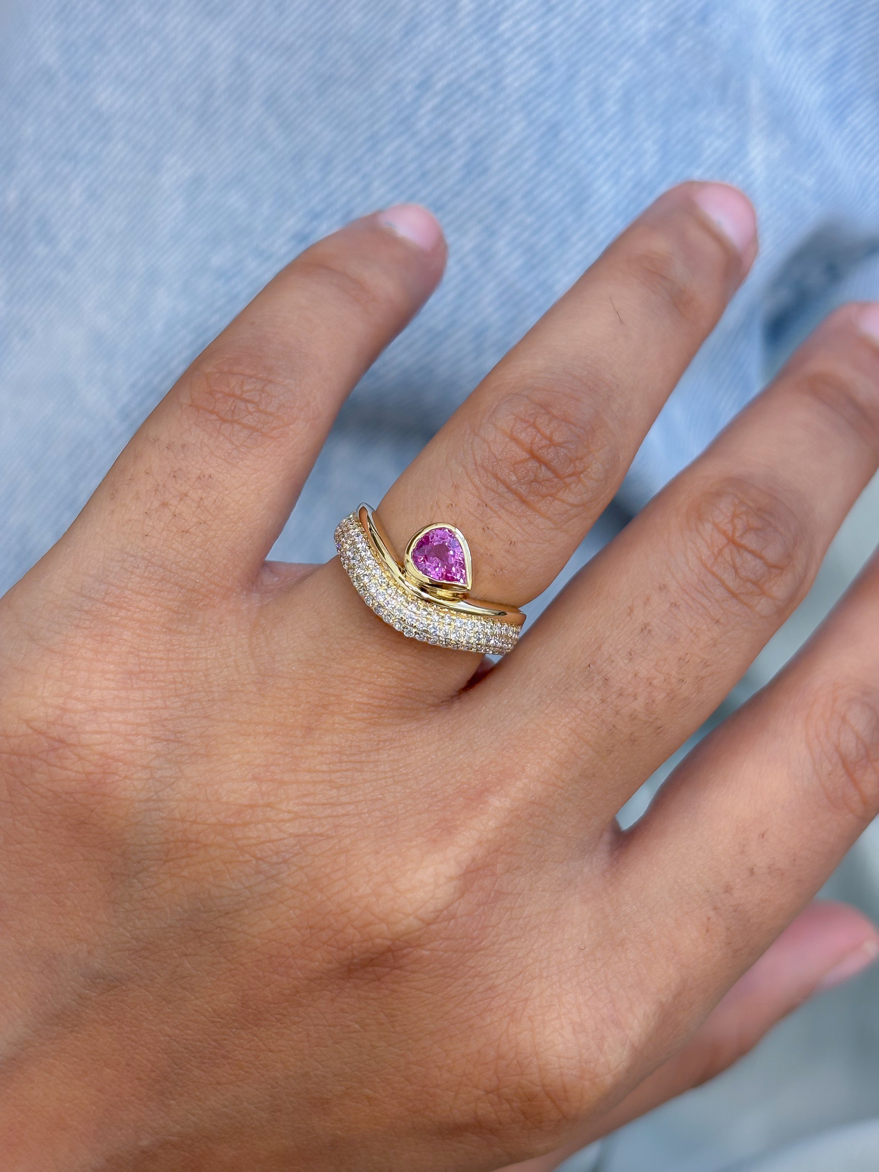 JPRG-5290/12589 Pink Sapphire Diamond Ring | 18K