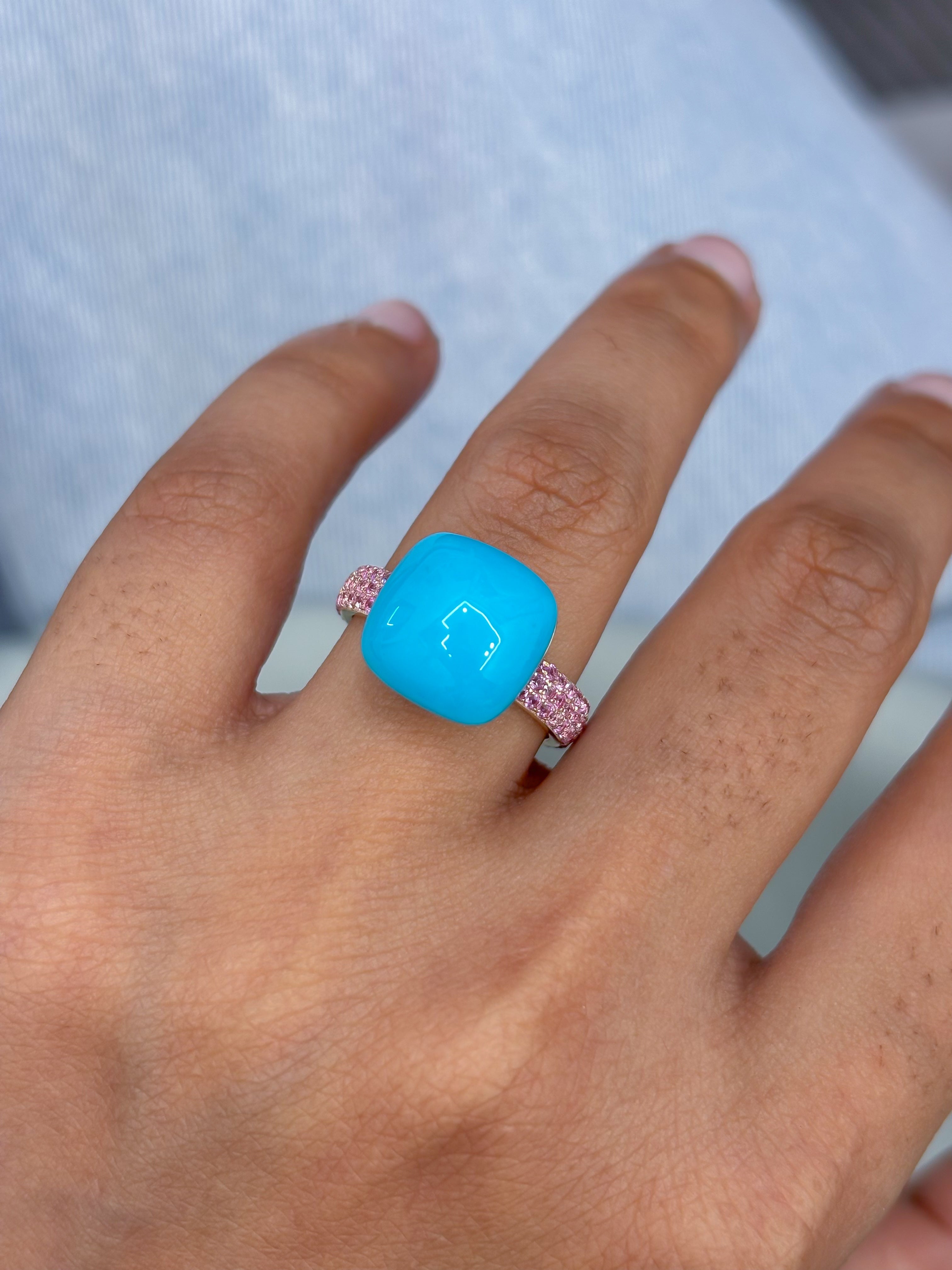JPRG-5294/12641 Pink Sapphire Turquoise Ring | 14K