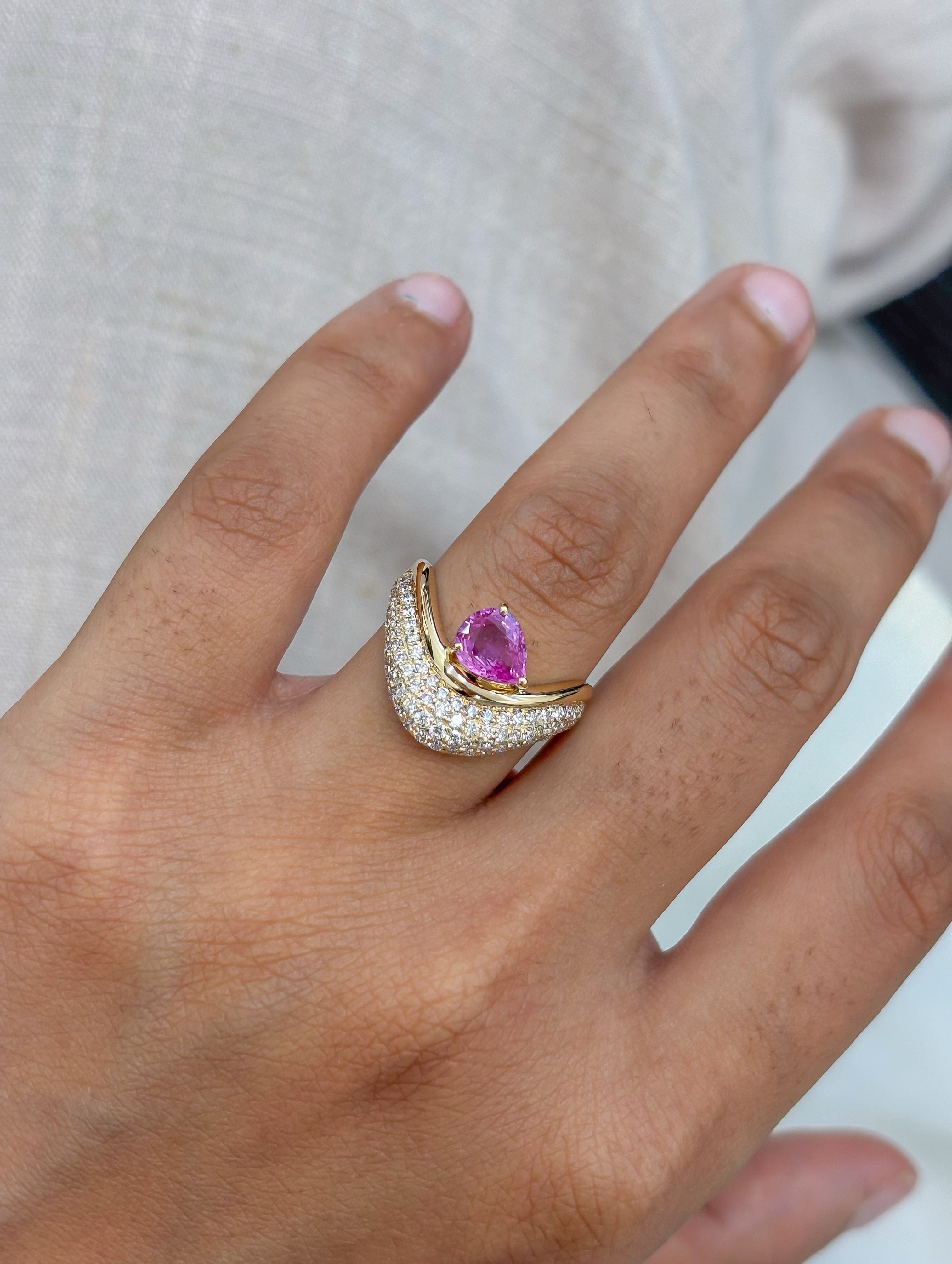 JPRG-5298/12655 Pink Sapphire Diamond Ring | 18K