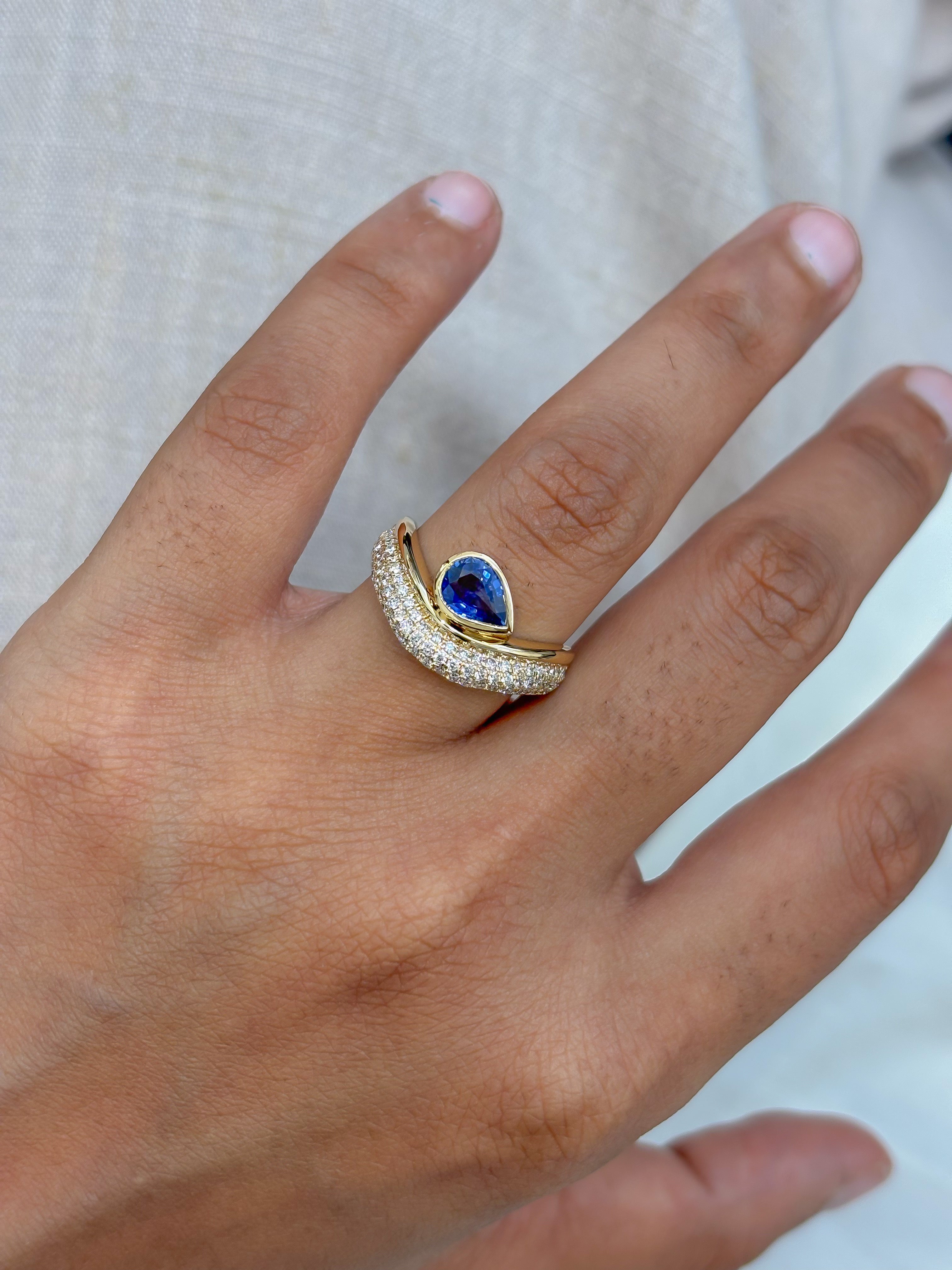 JPRG-5300/12657 Blue Sapphire Diamond Ring | 18K