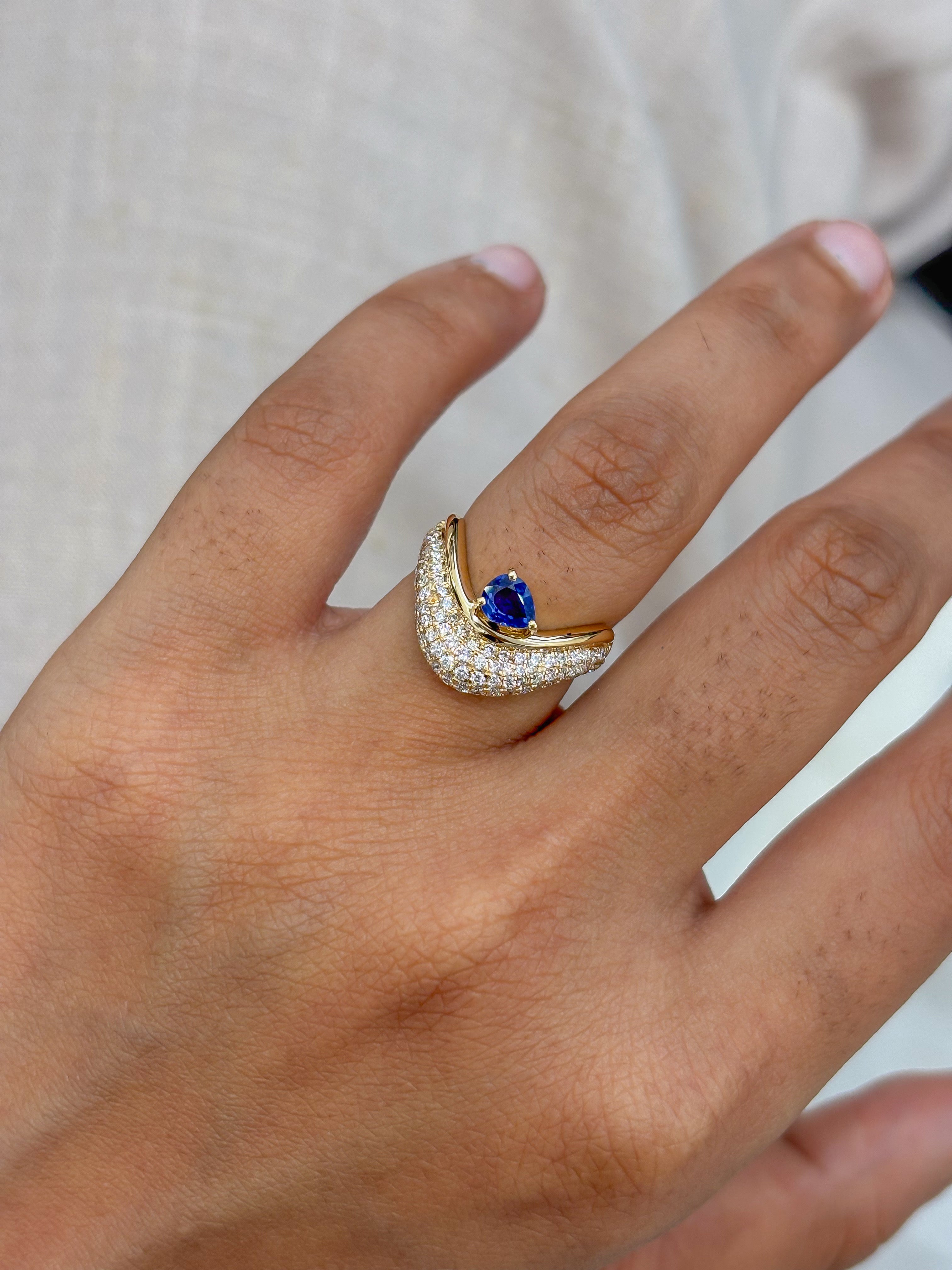 JPRG-5301/12658 Blue Sapphire Diamond Ring | 18K