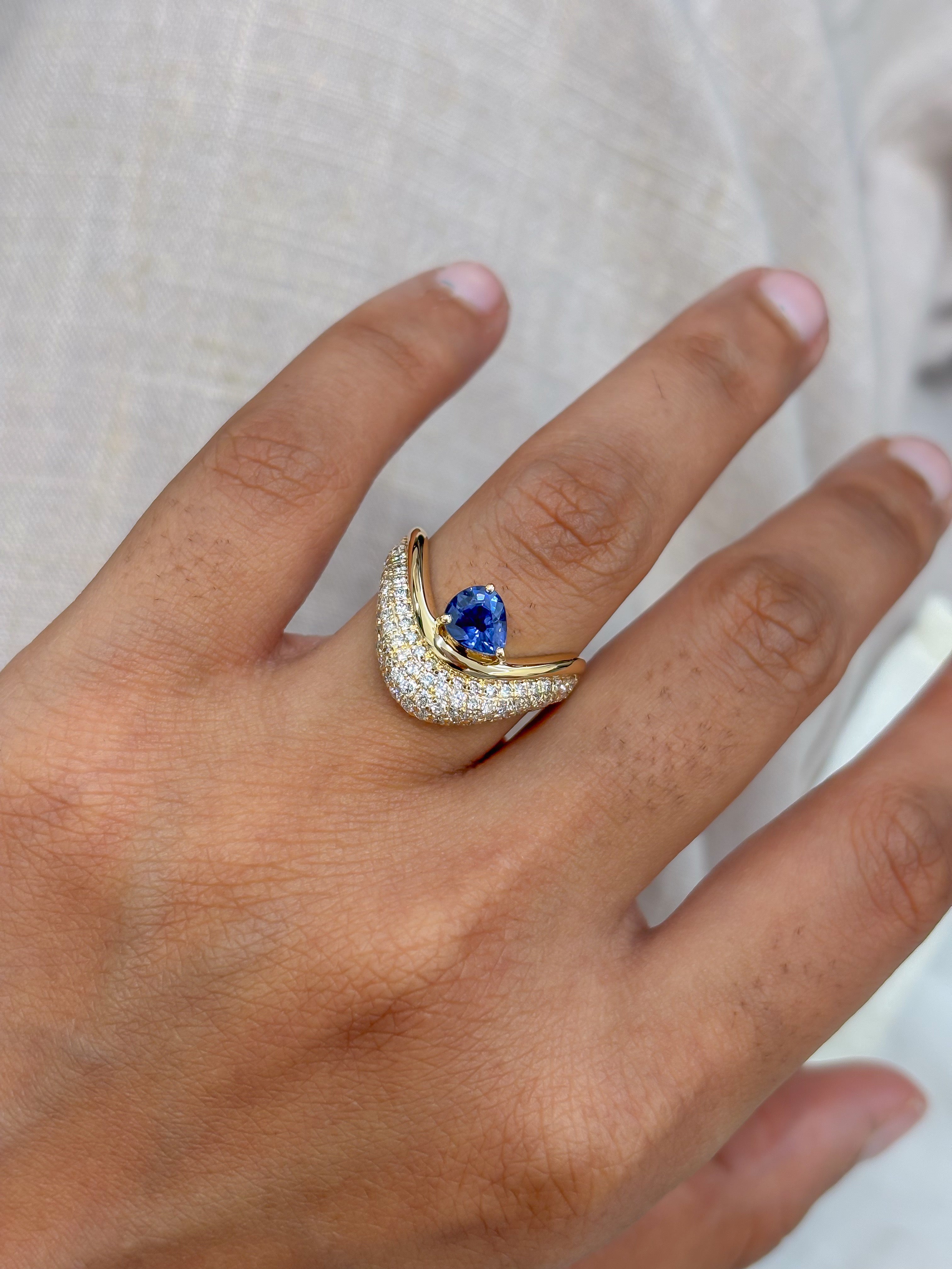 JPRG-5303/12660 Blue Sapphire Diamond Ring | 18K