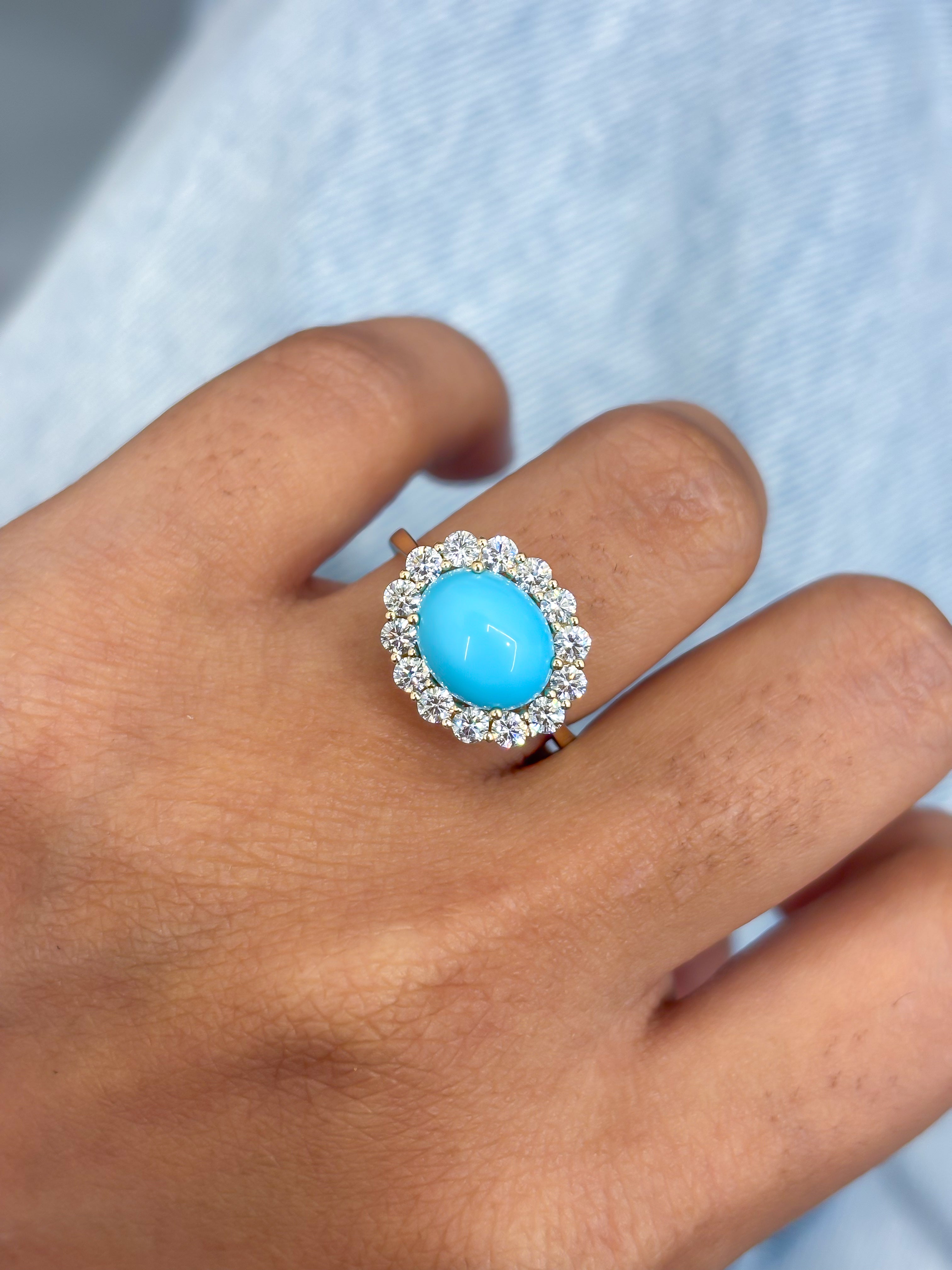 JPRG-5312/12692 Diamond Turquoise Ring | 14K