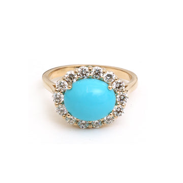 JPRG-5312/12692 Diamond Turquoise Ring | 14K