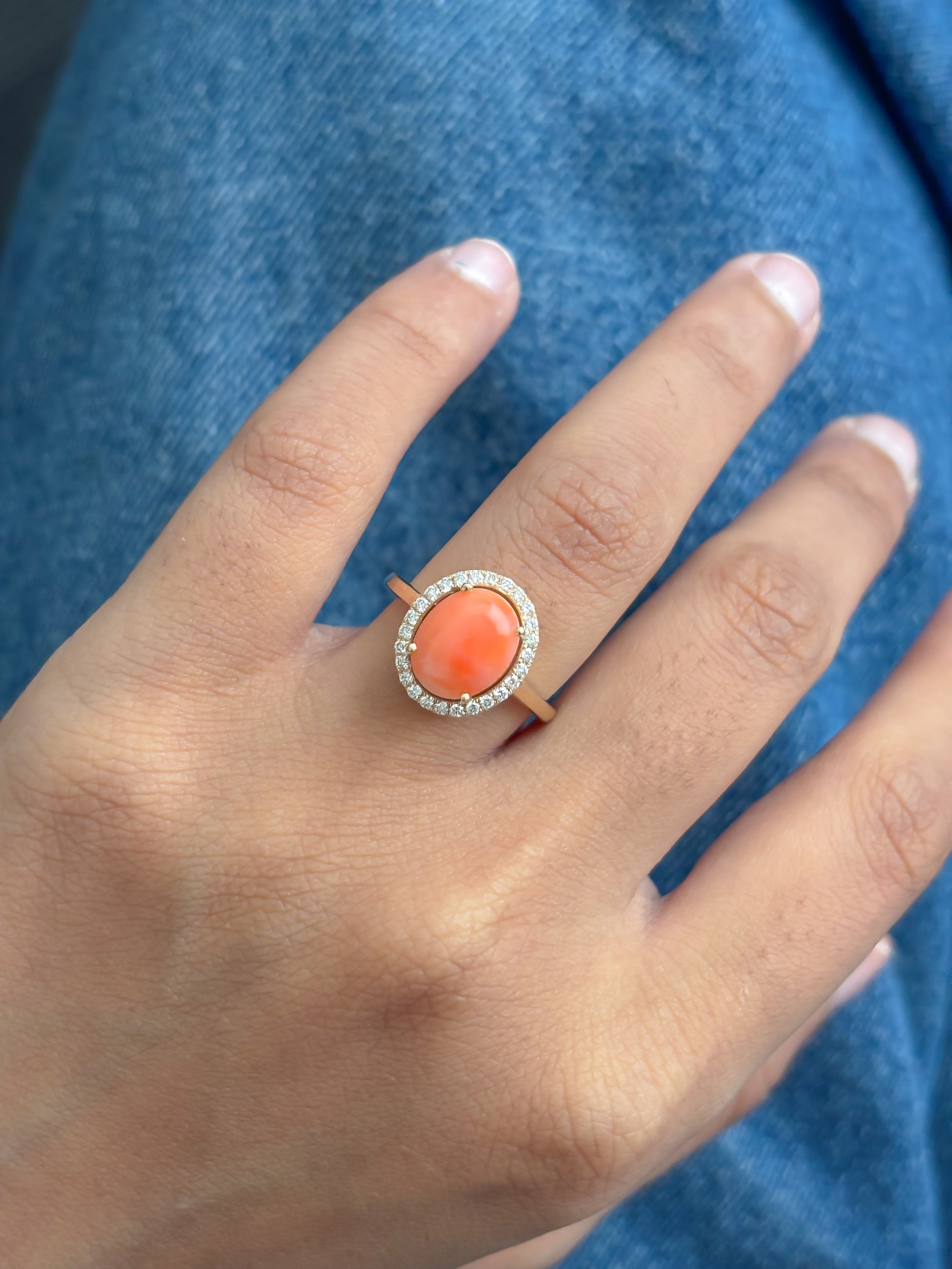 JPRG-5401/12820 Coral Diamond Ring | 14K