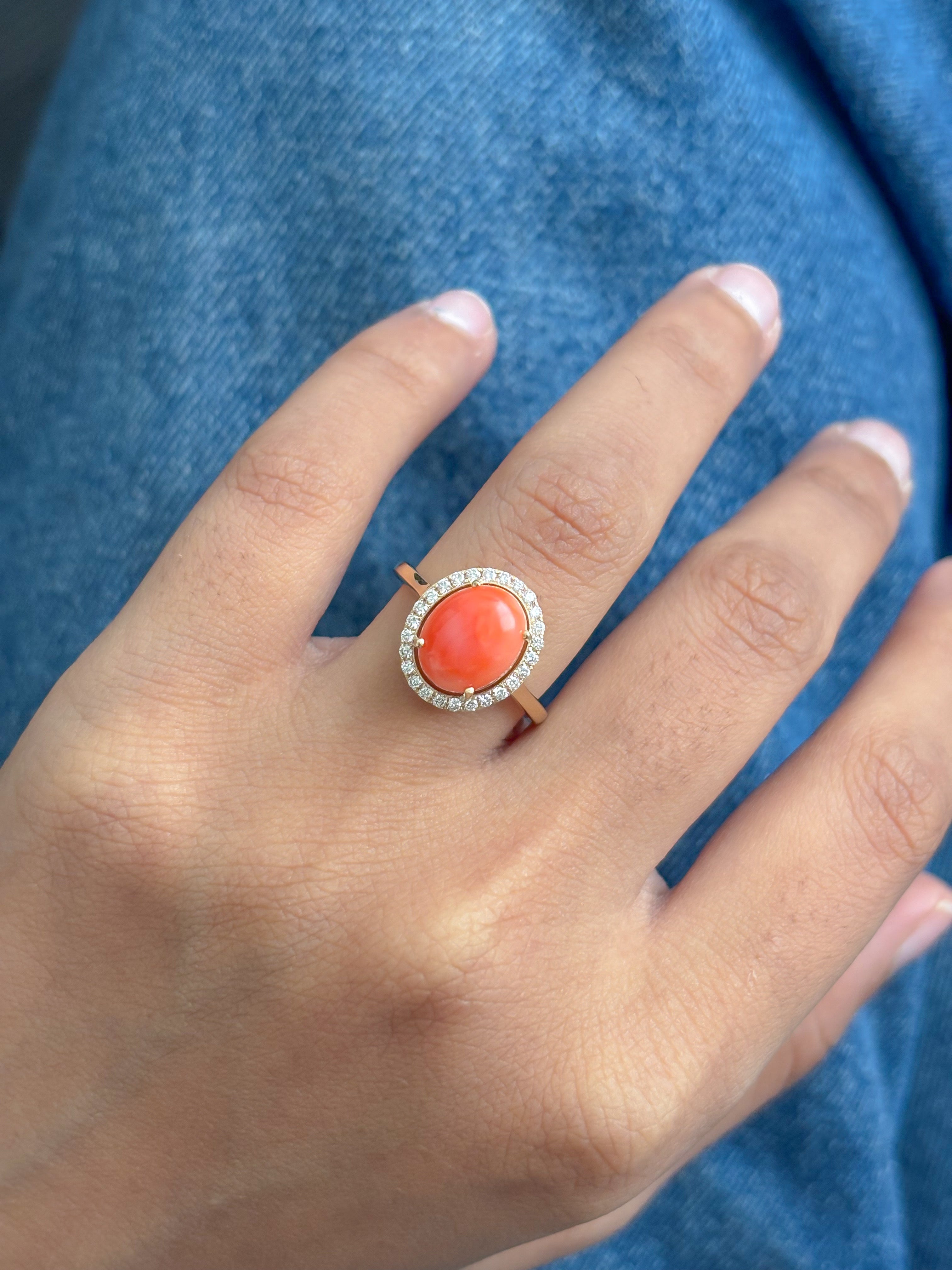 JPRG-5402/12821 Diamond Coral Ring | 14K