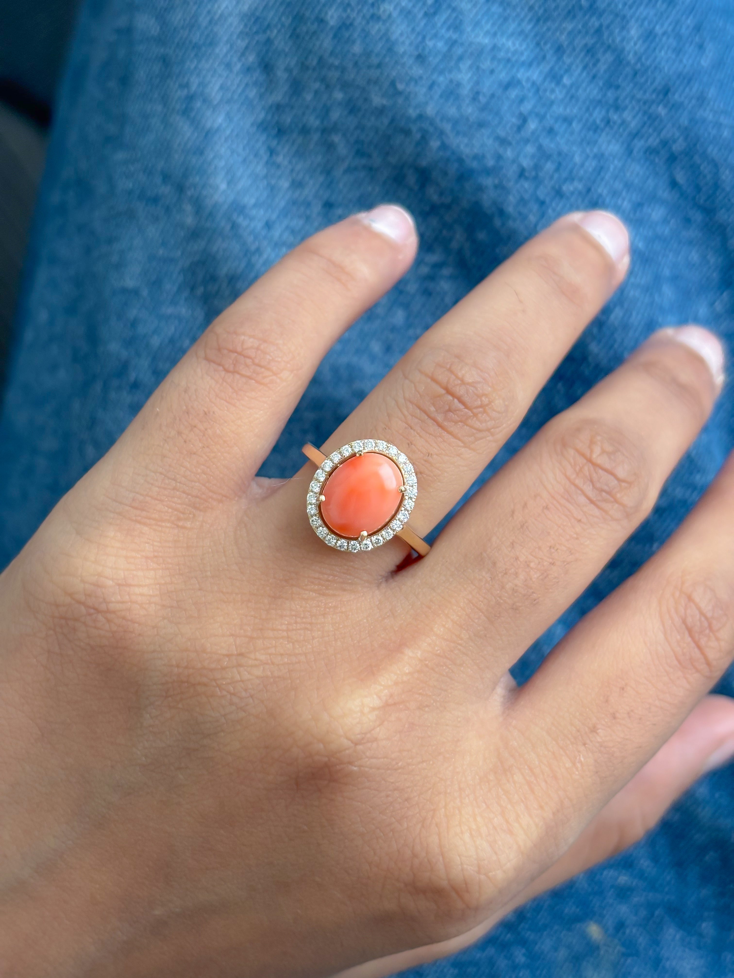 JPRG-5404/12823 Coral Diamond Ring | 14K