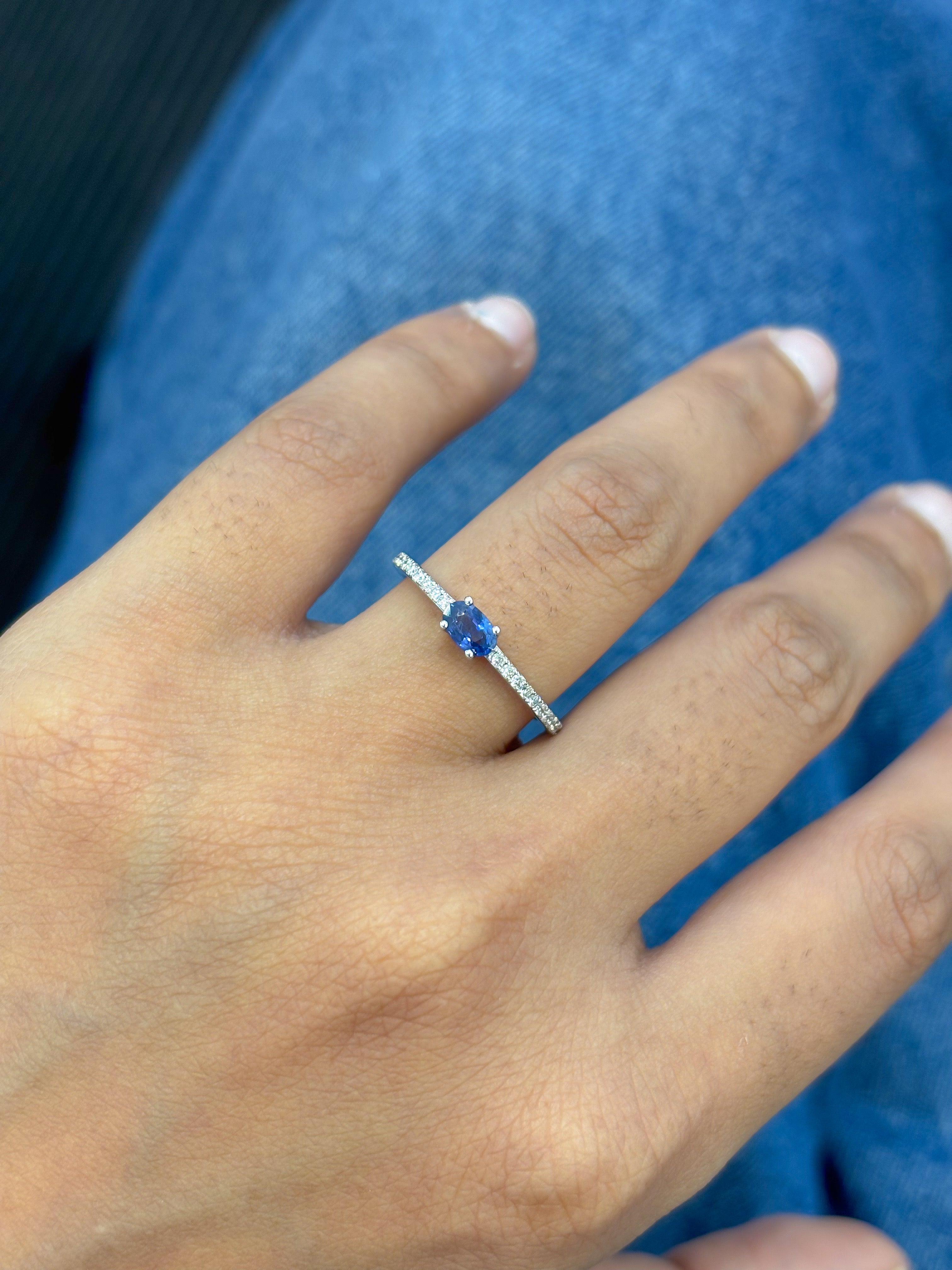 JPRG-5408/12827 Diamond Blue Sapphire Ring | 14K
