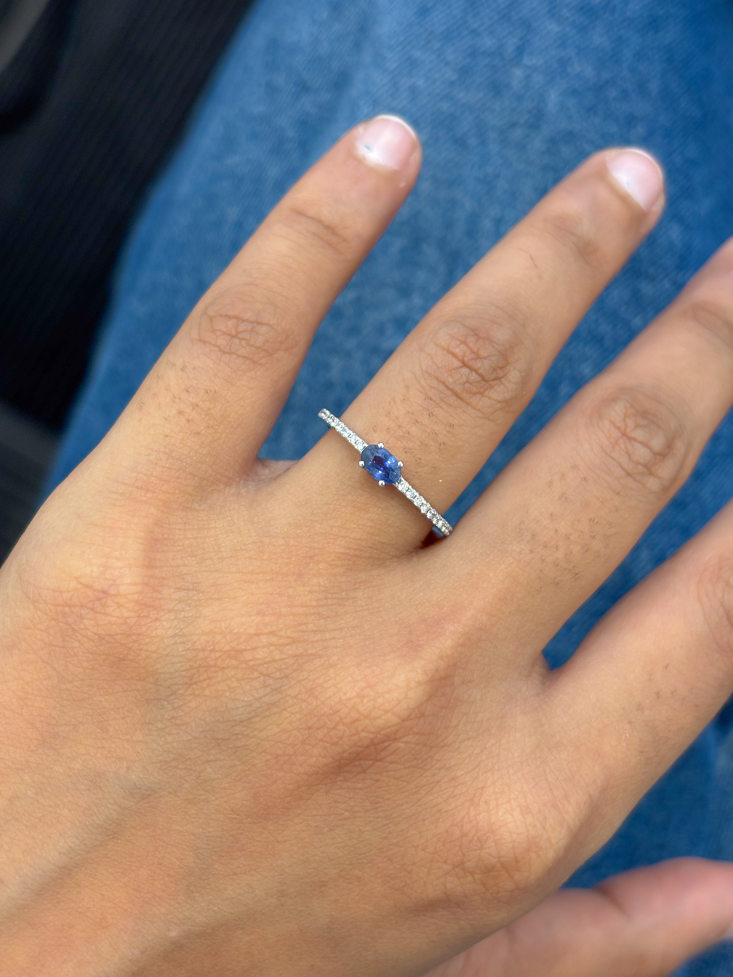JPRG-5409/12828 Blue Sapphire Diamond Ring | 14K
