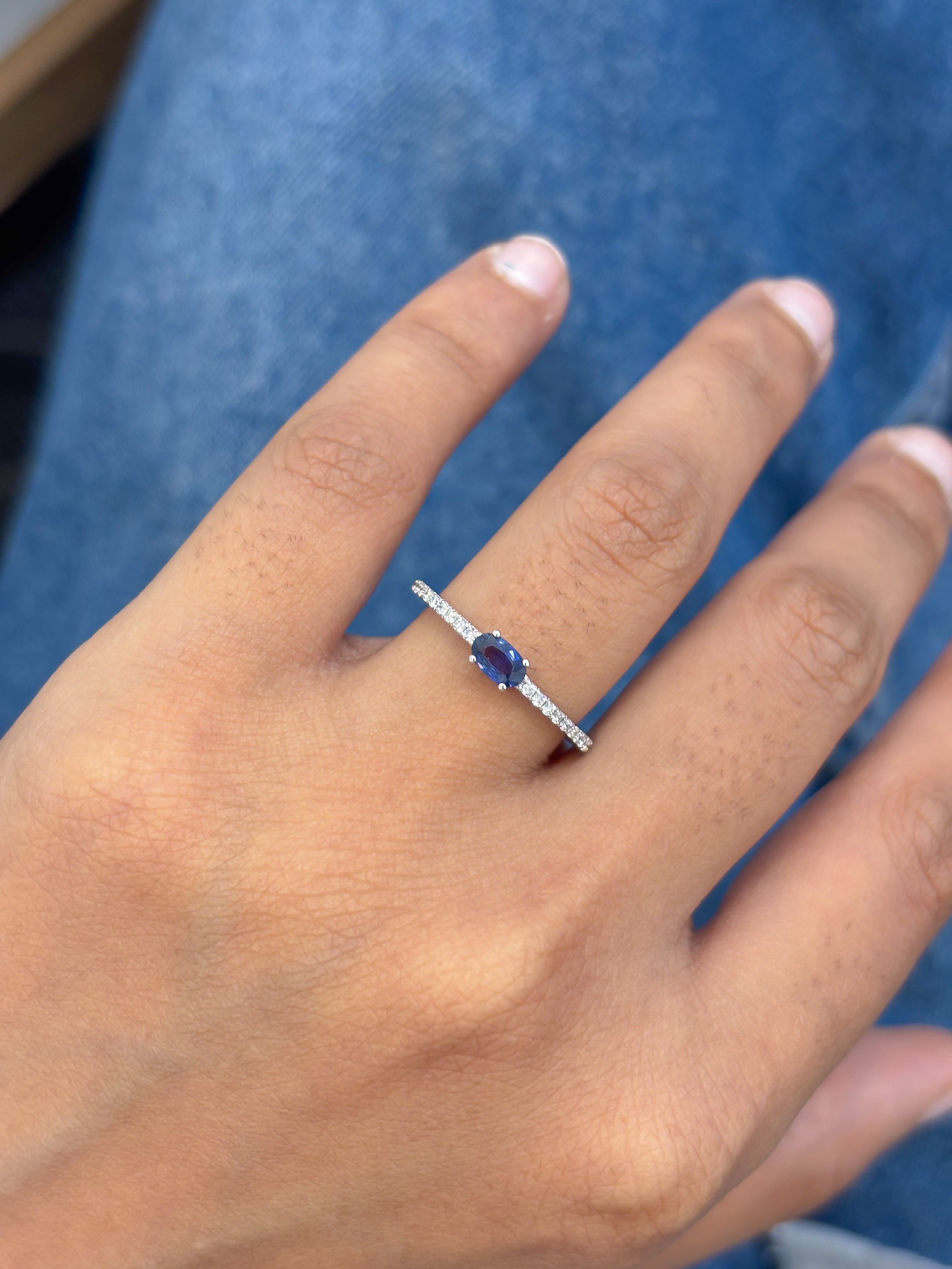 JPRG-5413/12832 Diamond Blue Sapphire Ring | 14K
