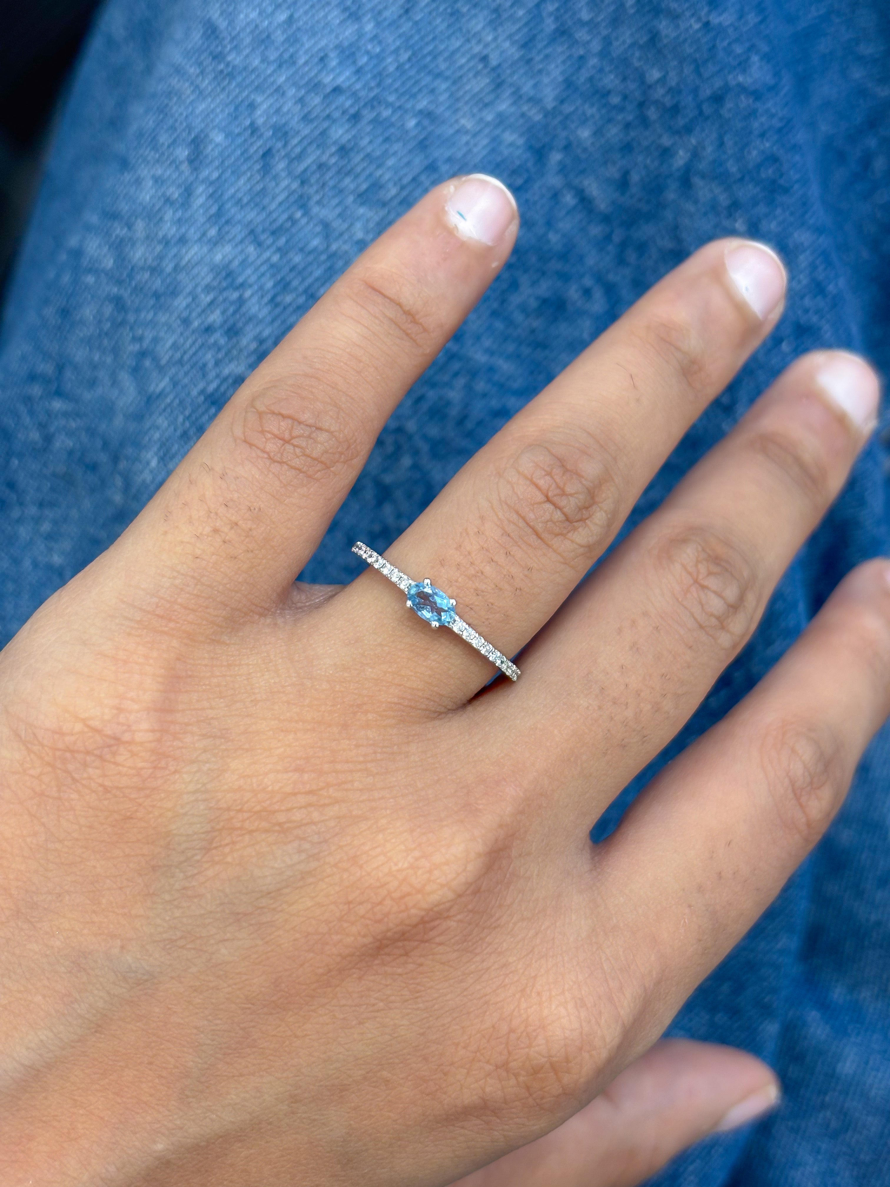 JPRG-5414/12833 Aquamarine Diamond Ring | 14K
