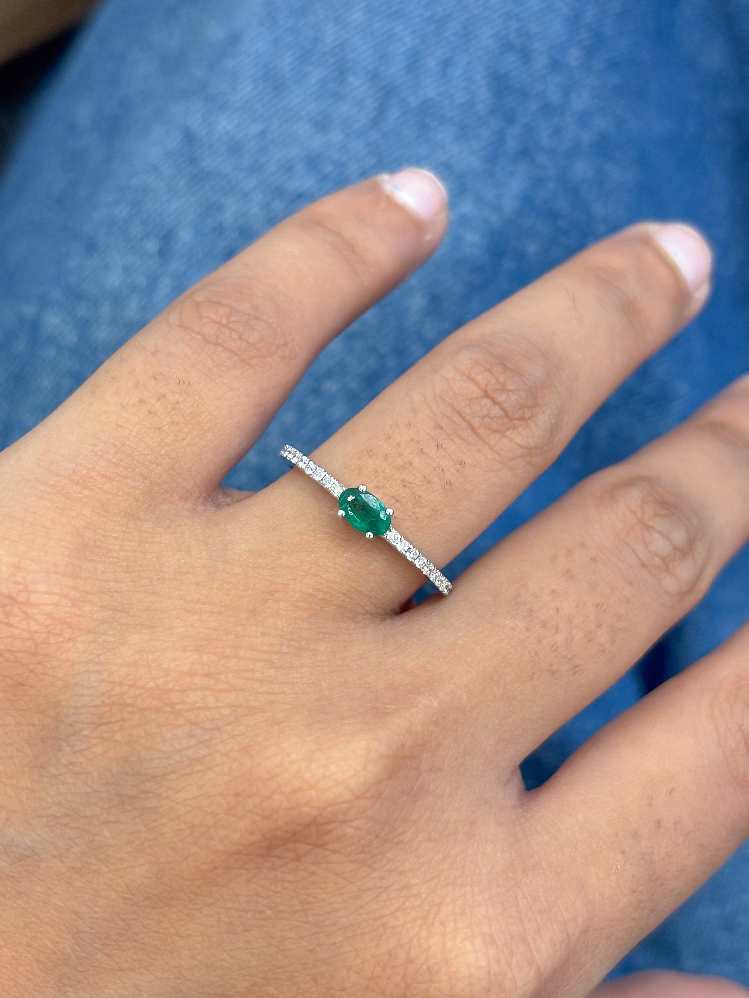 JPRG-5416/12835 Emerald Diamond Ring | 14K
