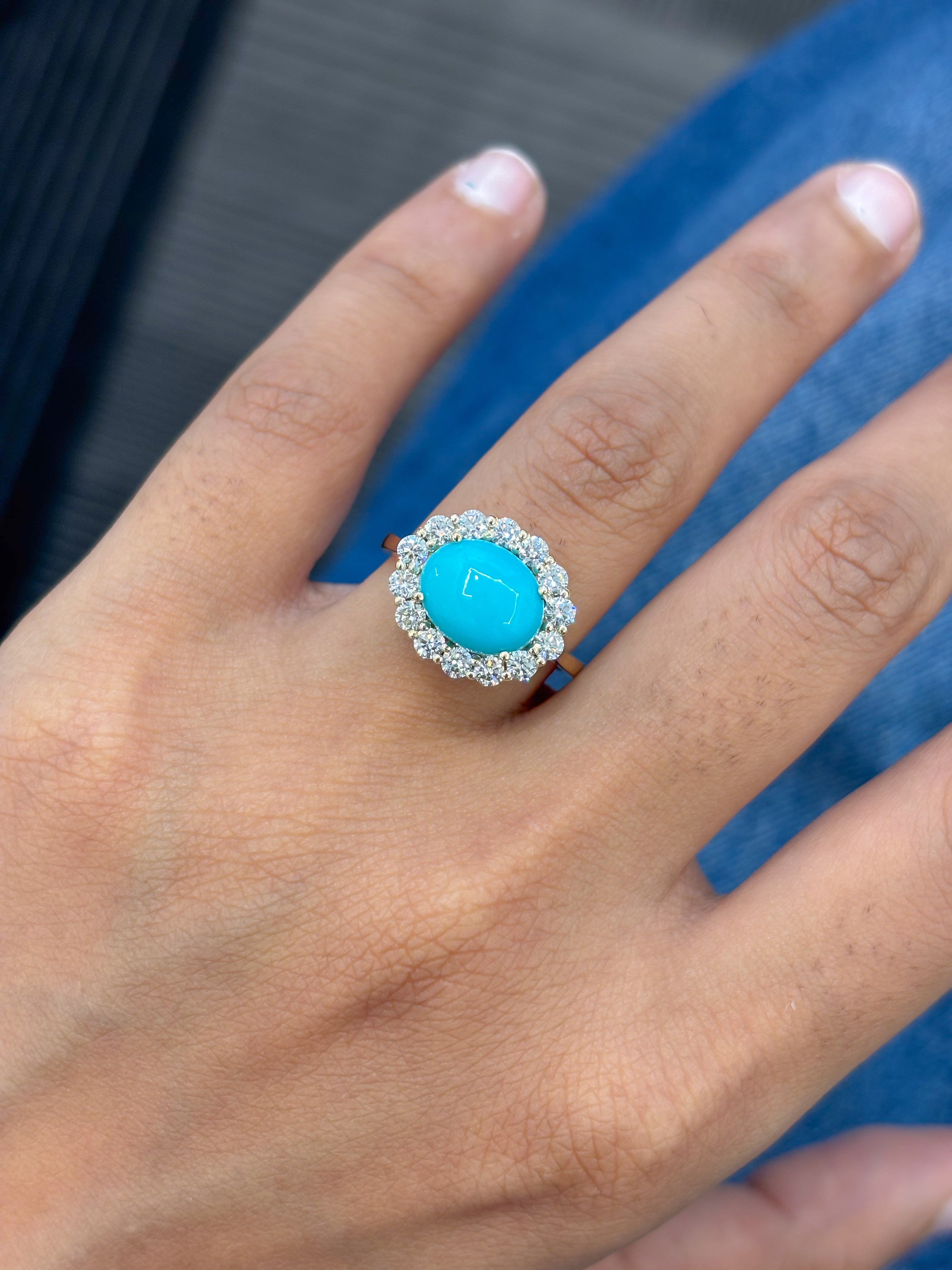 JPRG-5421/12874 Diamond Turquoise Ring | 14K