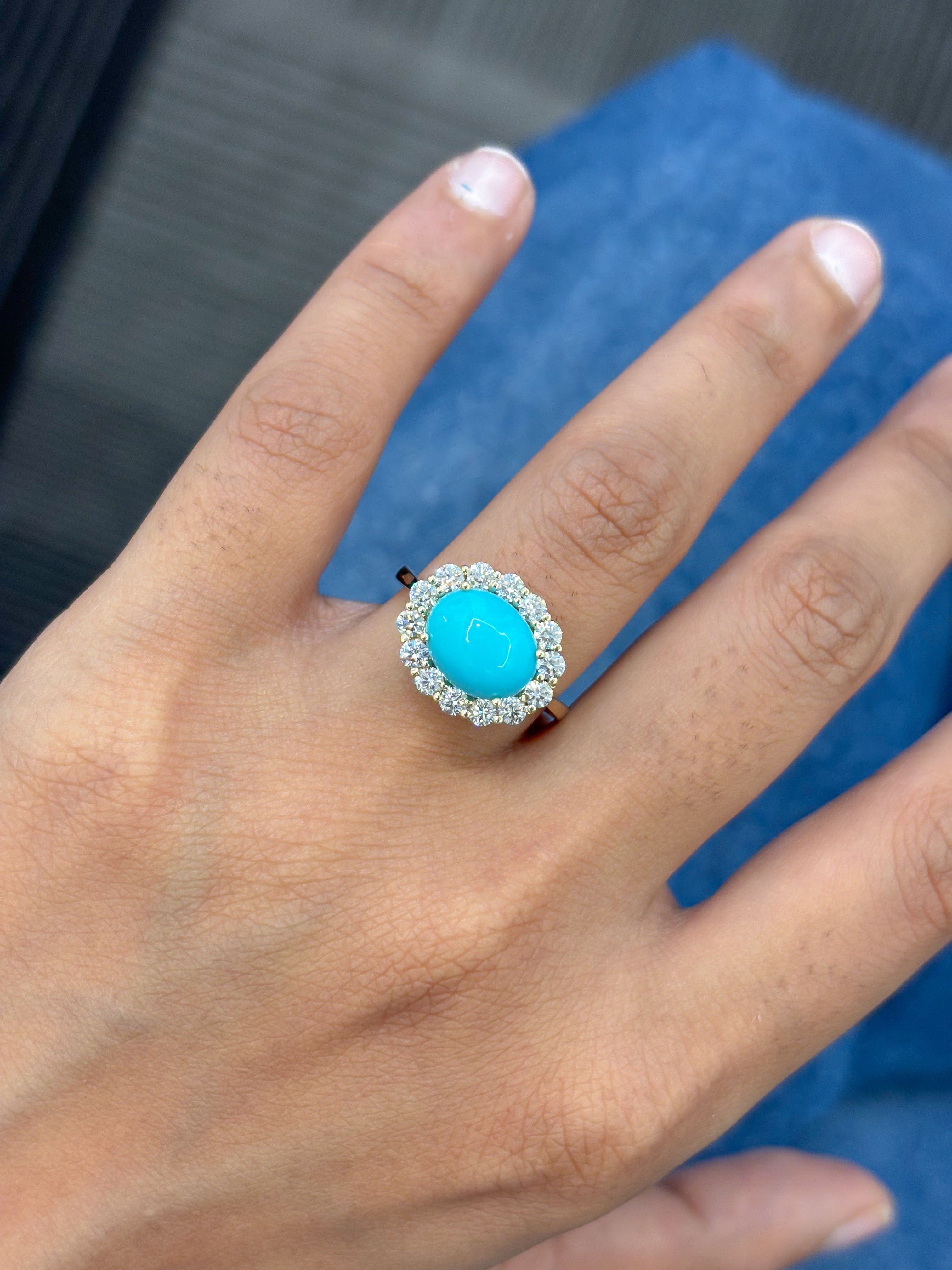 JPRG-5422/12875 Diamond Turquoise Ring | 14K