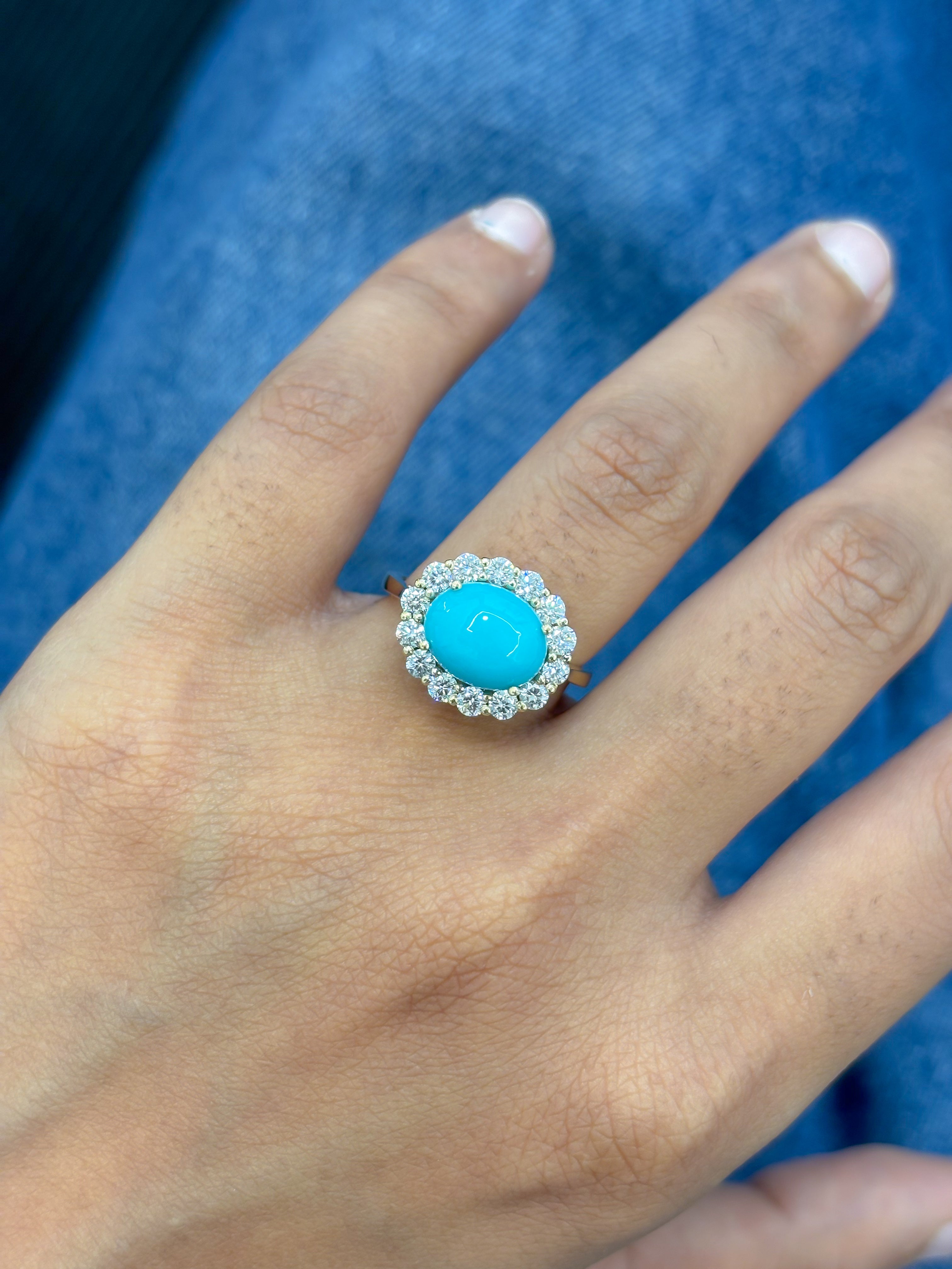 JPRG-5423/12876 Diamond Turquoise Ring | 14K