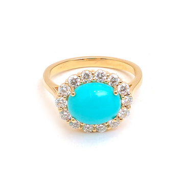 JPRG-5423/12876 Diamond Turquoise Ring | 14K