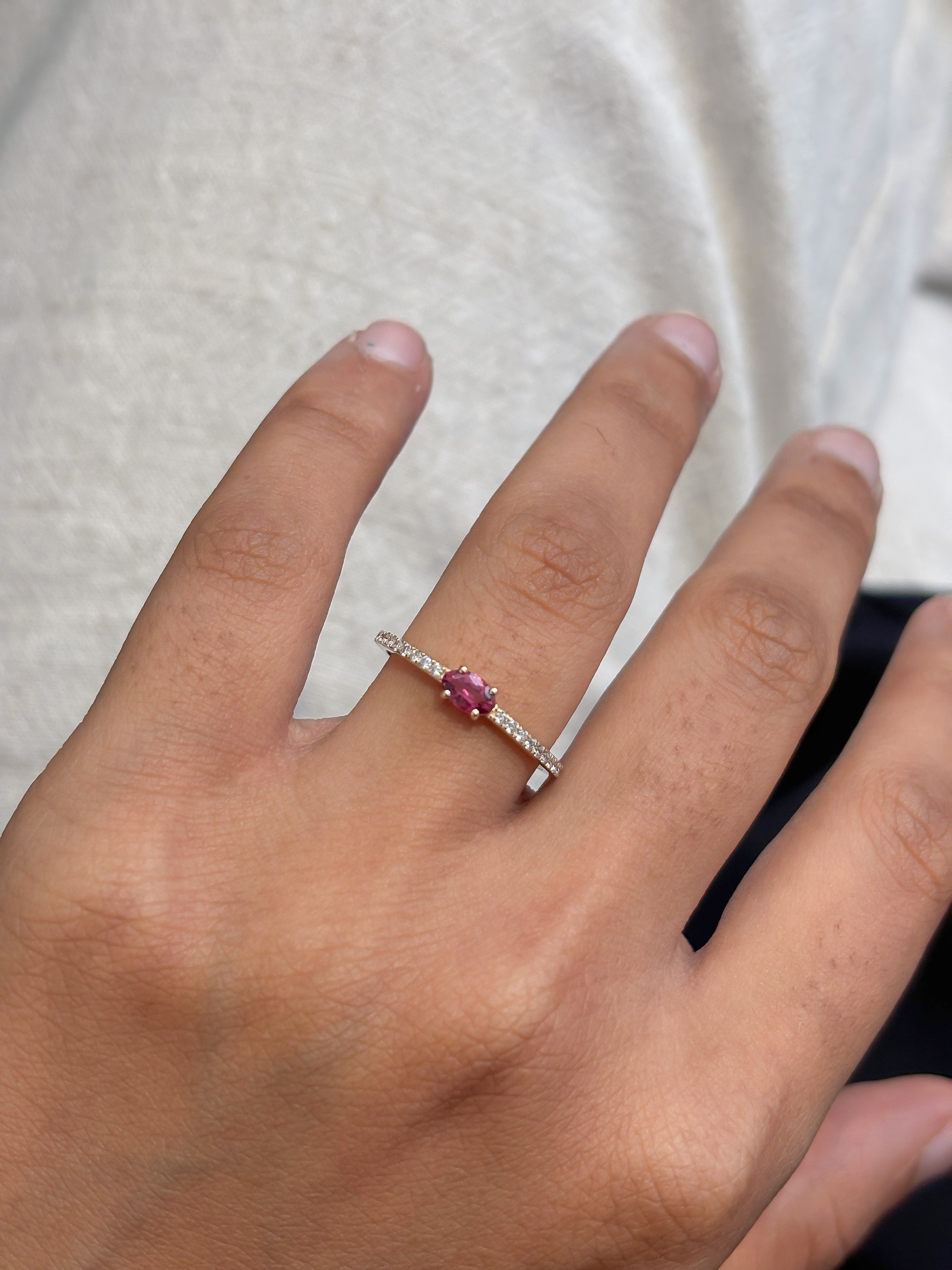 JPRG-5436/12965 Rubillite Diamond Ring | 14K