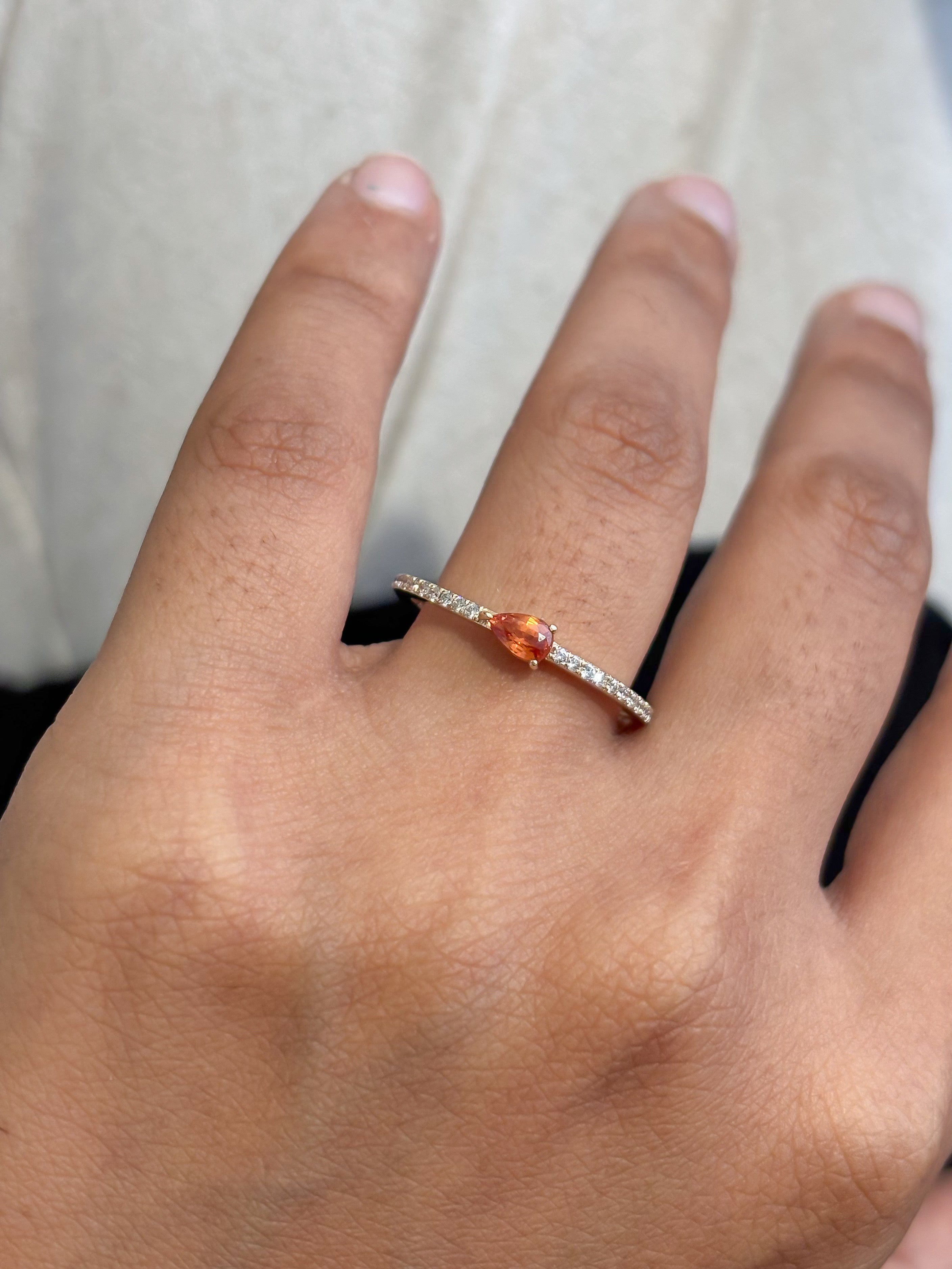 JPRG-5439/12968 Diamond Orange Sapphire Ring | 14K