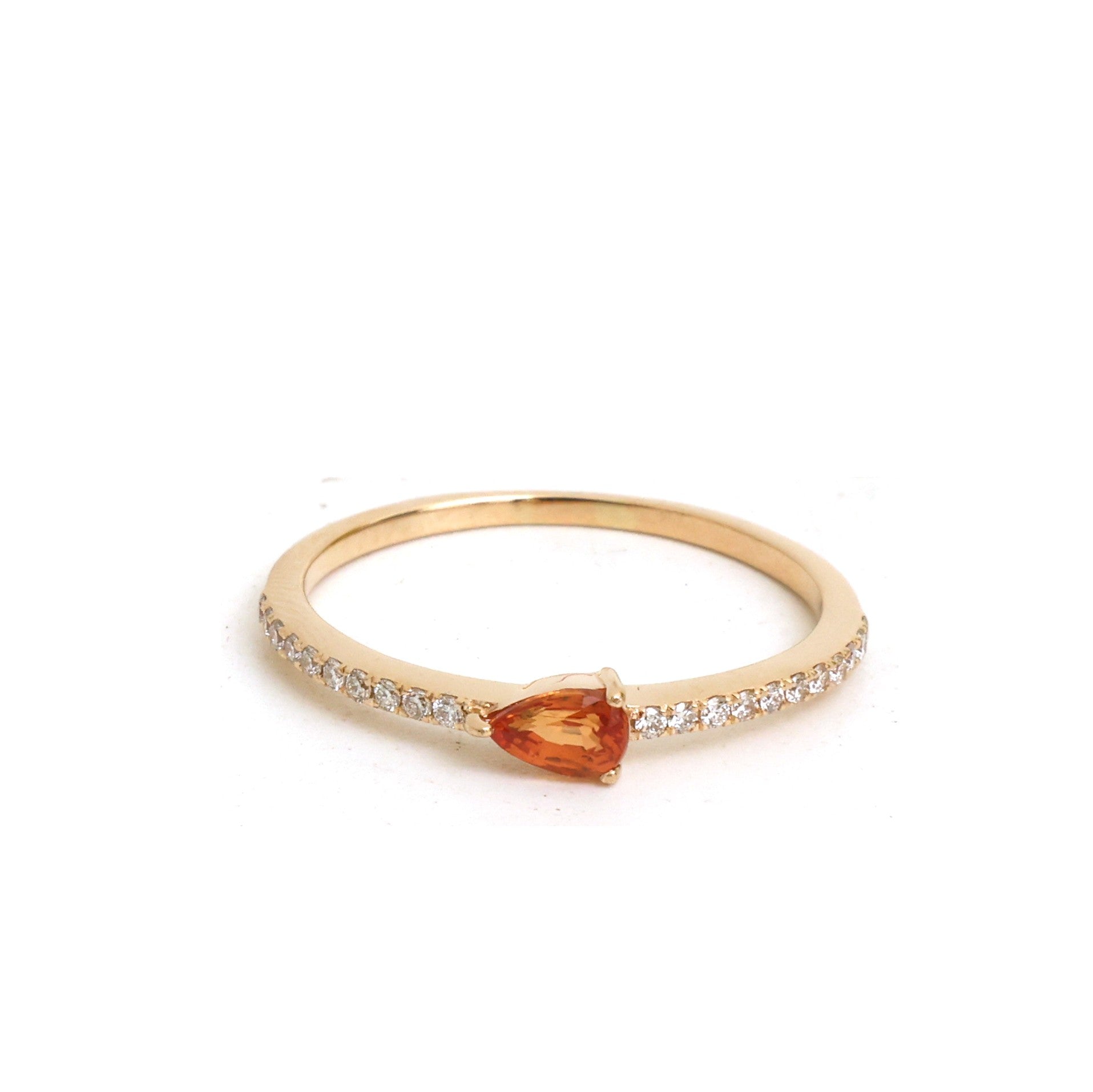 JPRG-5439/12968 Diamond Orange Sapphire Ring | 14K