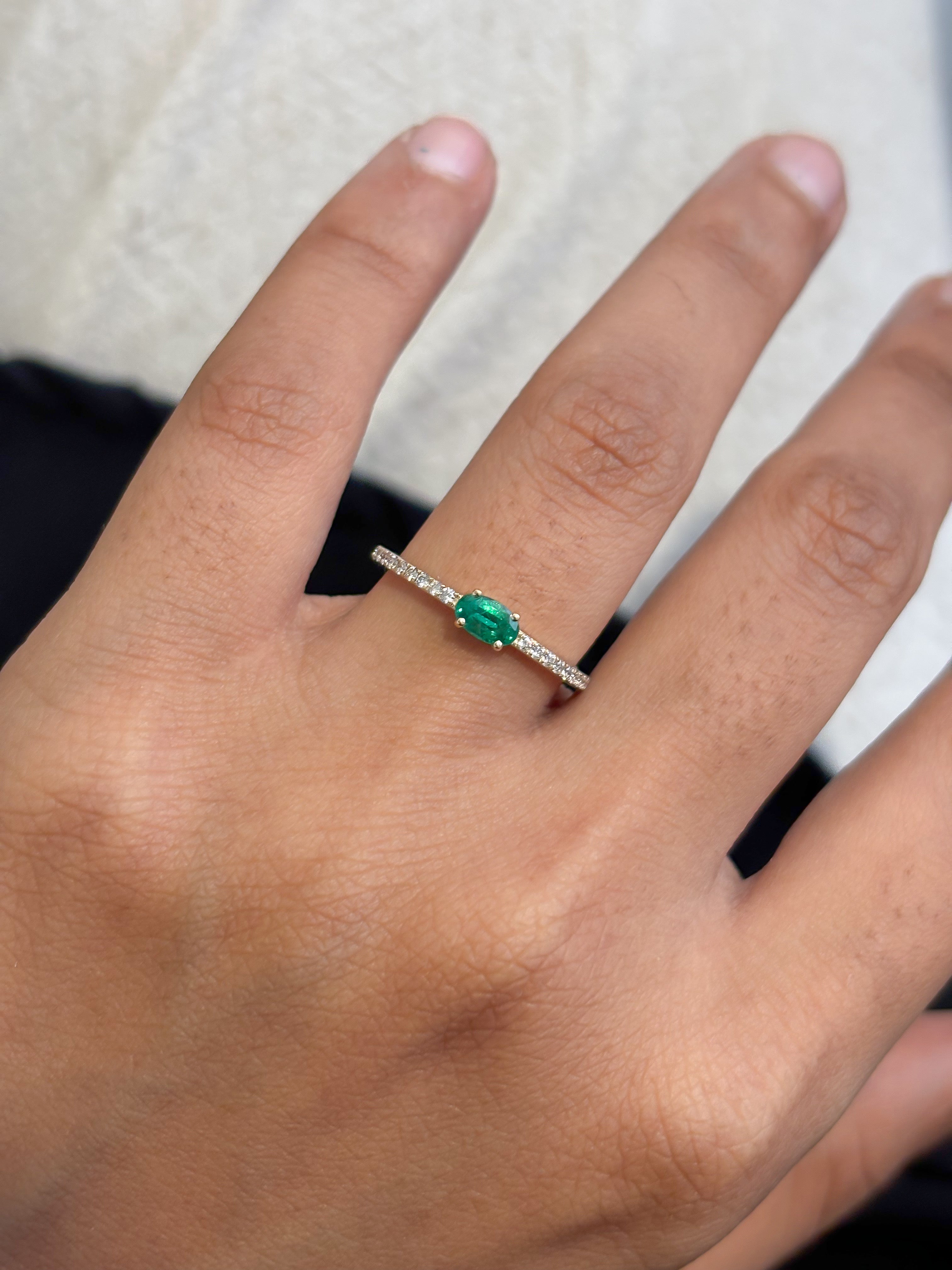 JPRG-5441/12970 Diamond Emerald Ring | 14K
