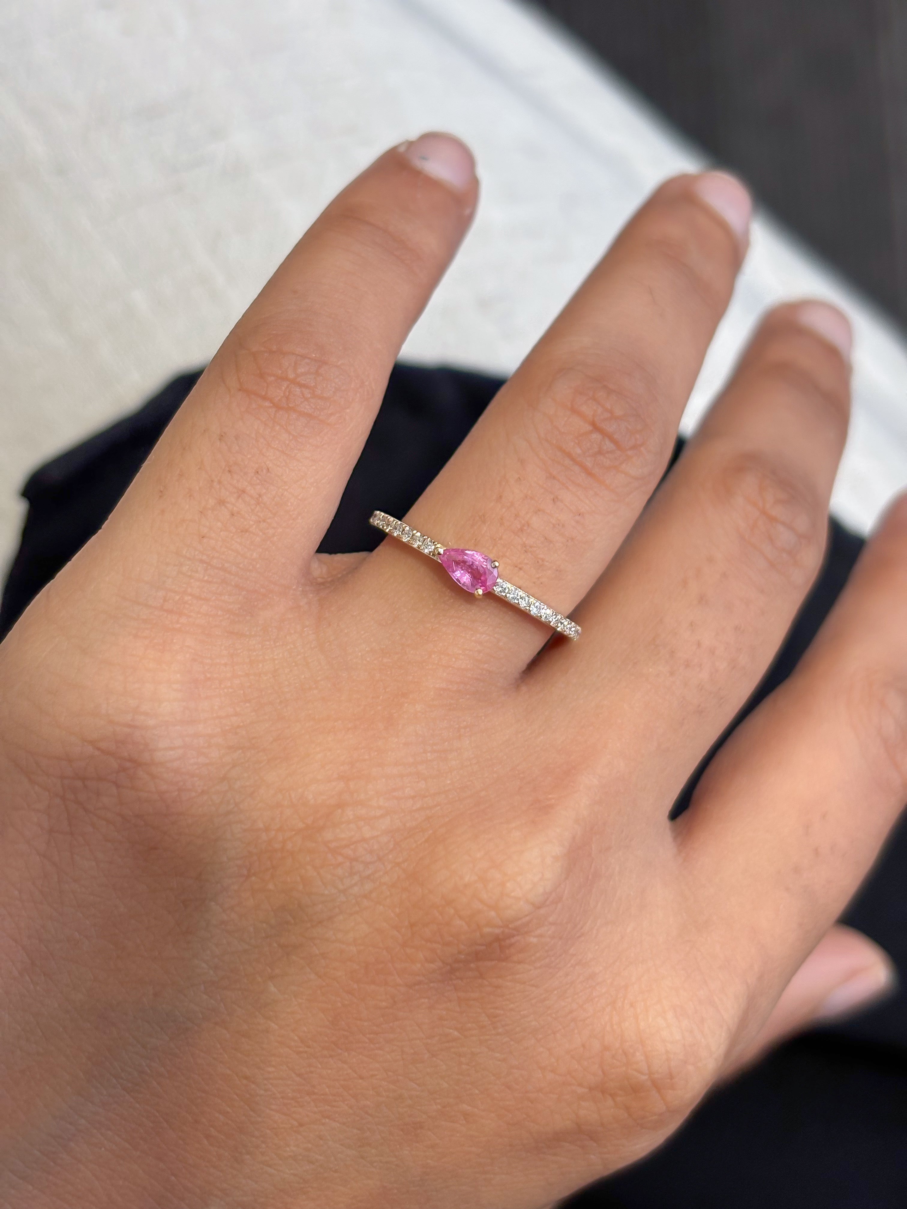 JPRG-5444/12974 Diamond Pink Sapphire Ring | 14K