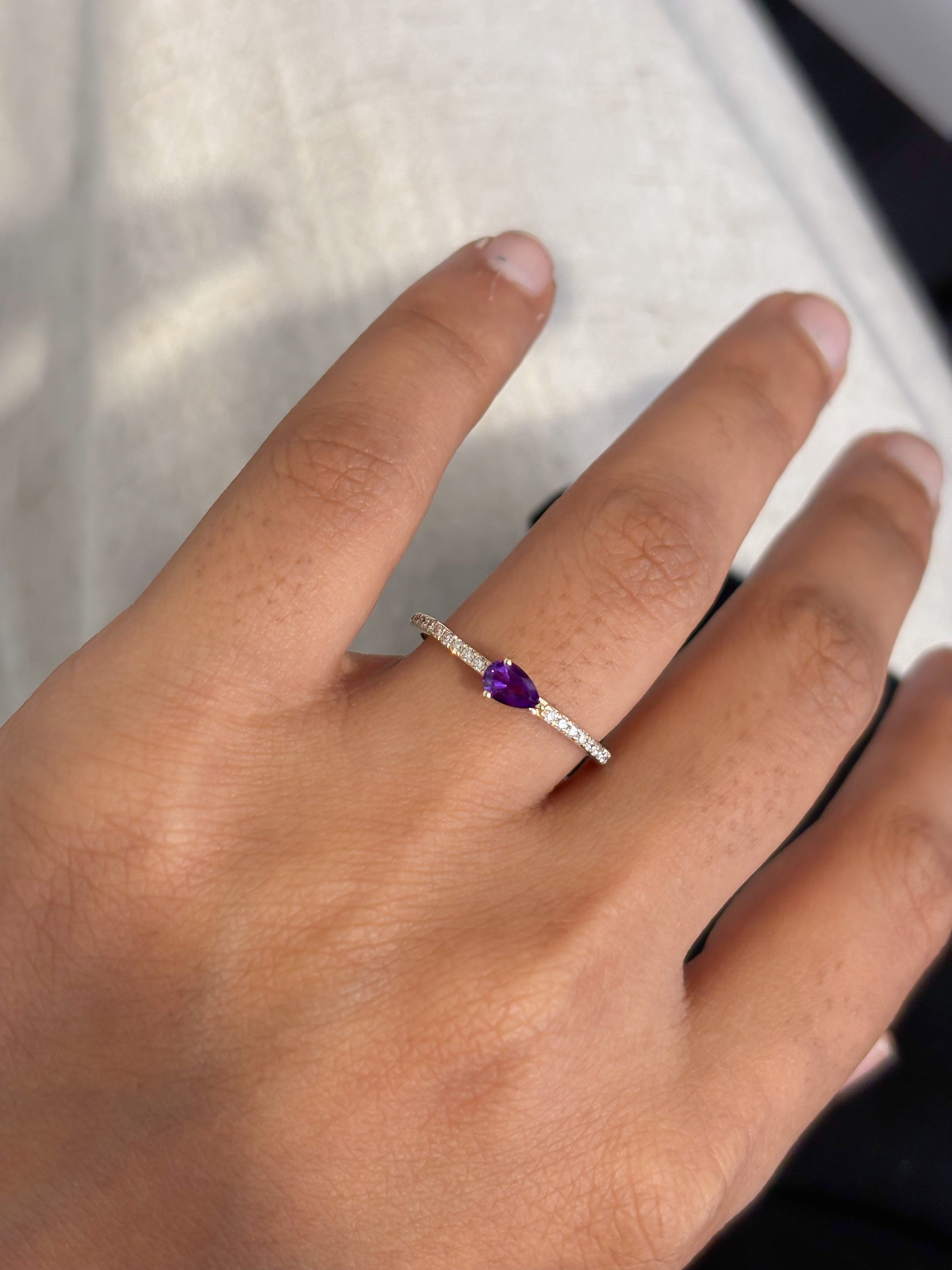 JPRG-5448/12978 Amethyst Diamond Ring | 14K
