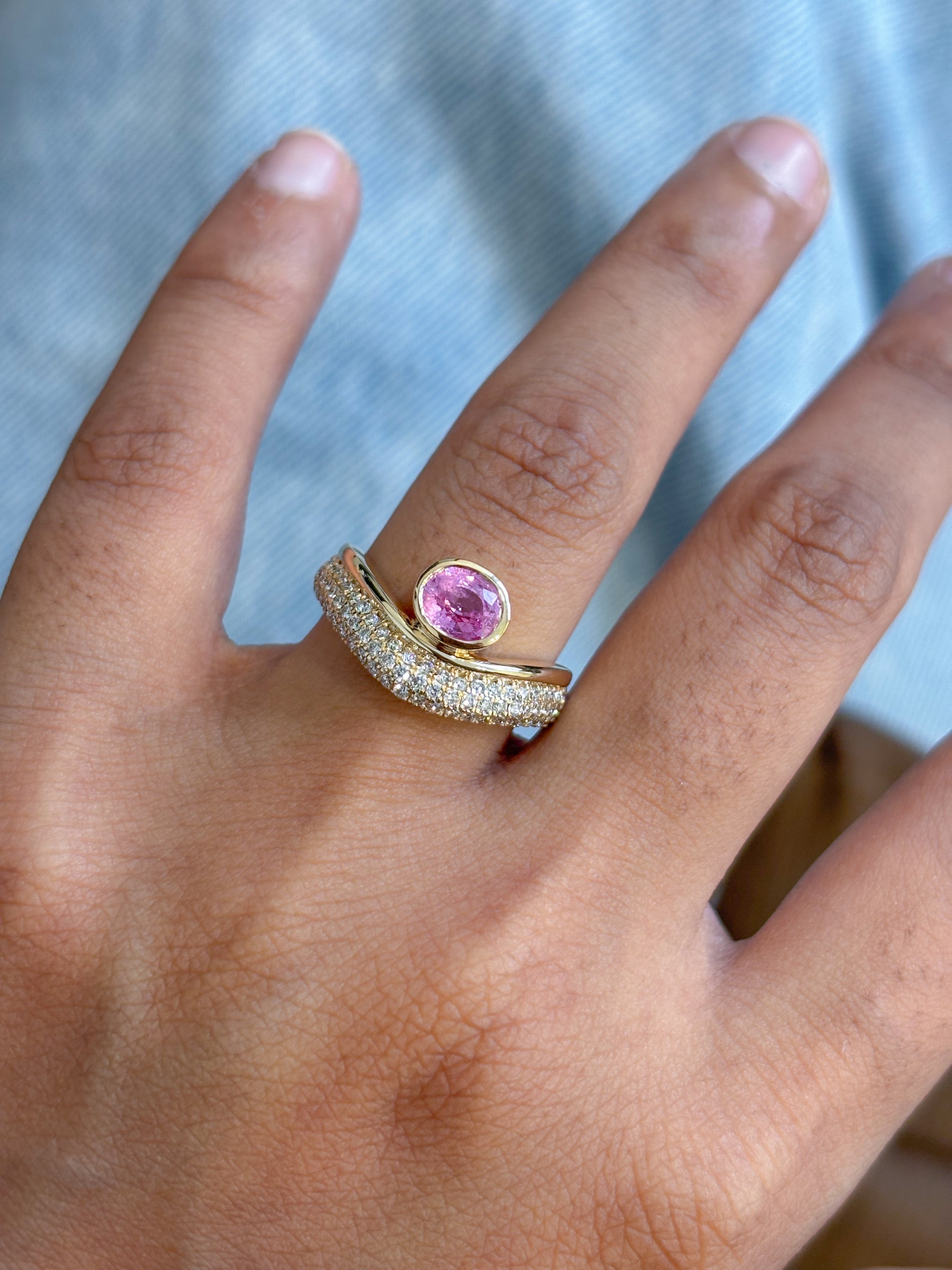 JPRG-5459/13016 Pink Sapphire Diamond Ring | 14K