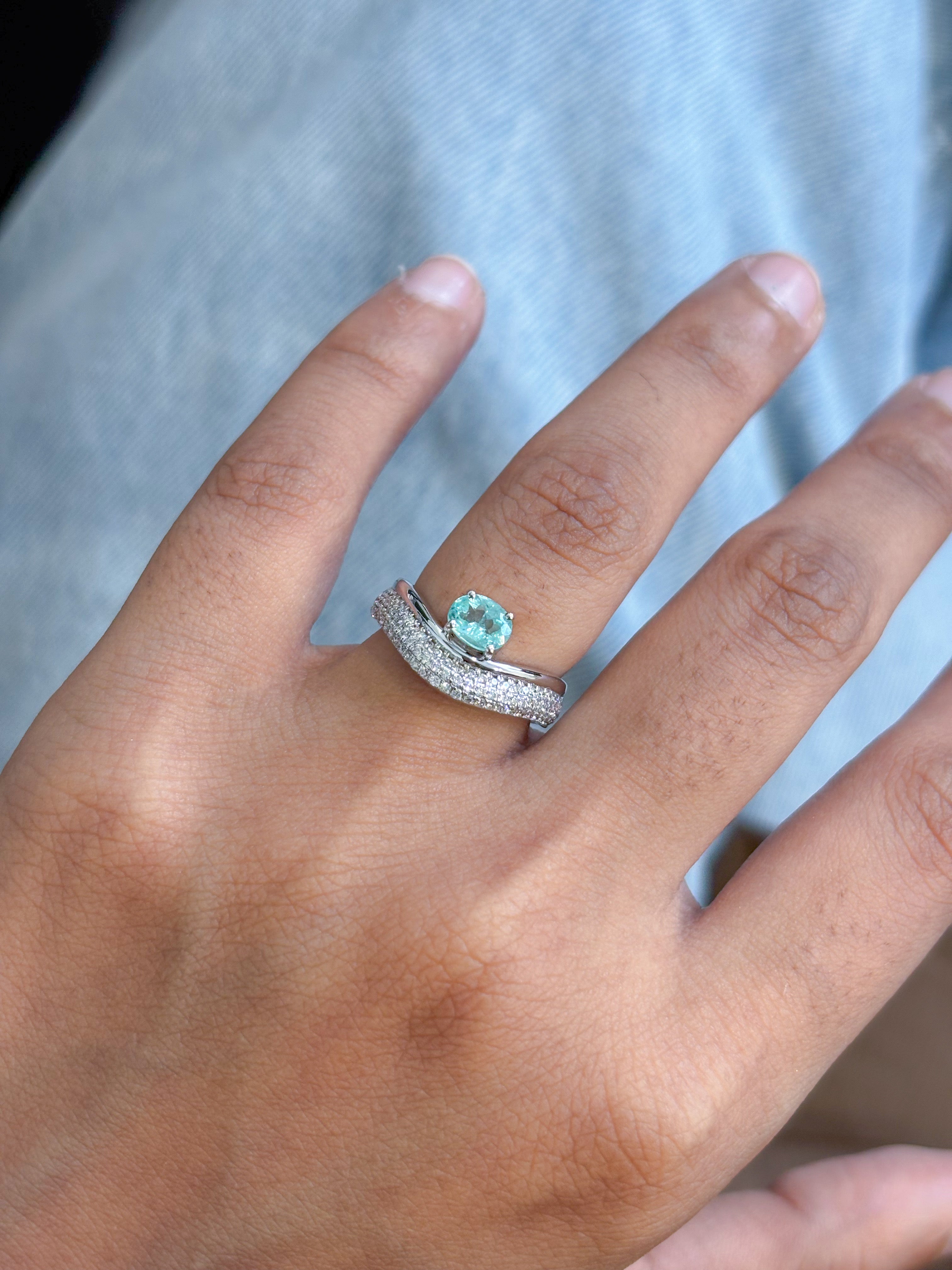 JPRG-5465/13022 Paraiba Tourmaline Diamond Ring | 18K