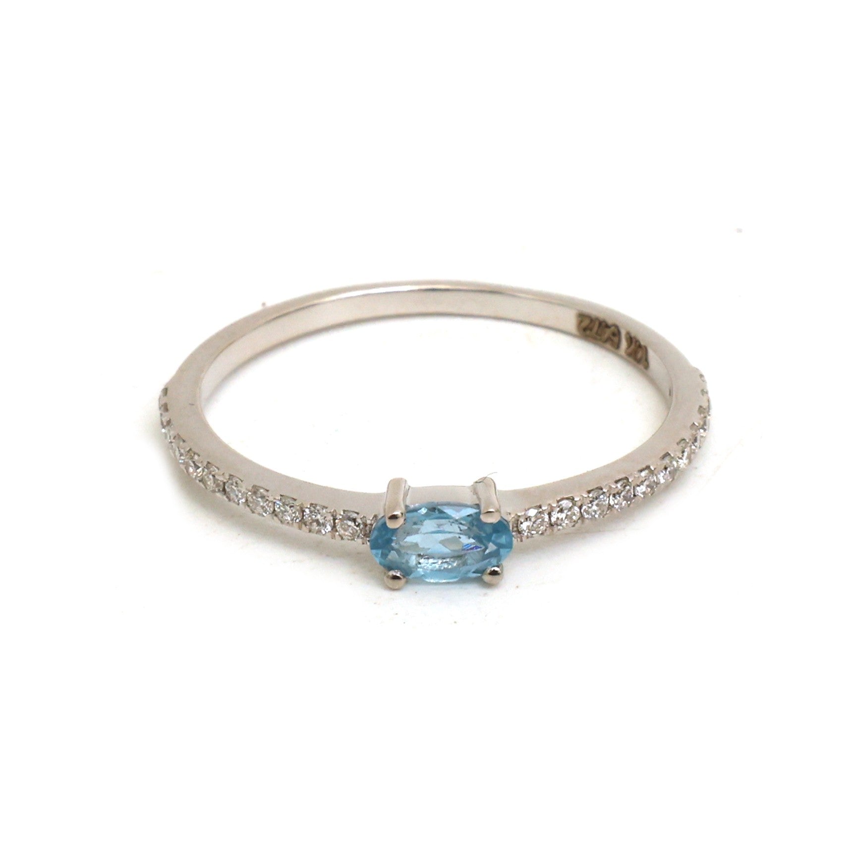 JPRG-5472/13045 Aquamarine Diamond Ring | 14K