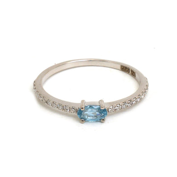JPRG-5472/13045 Aquamarine Diamond Ring | 14K