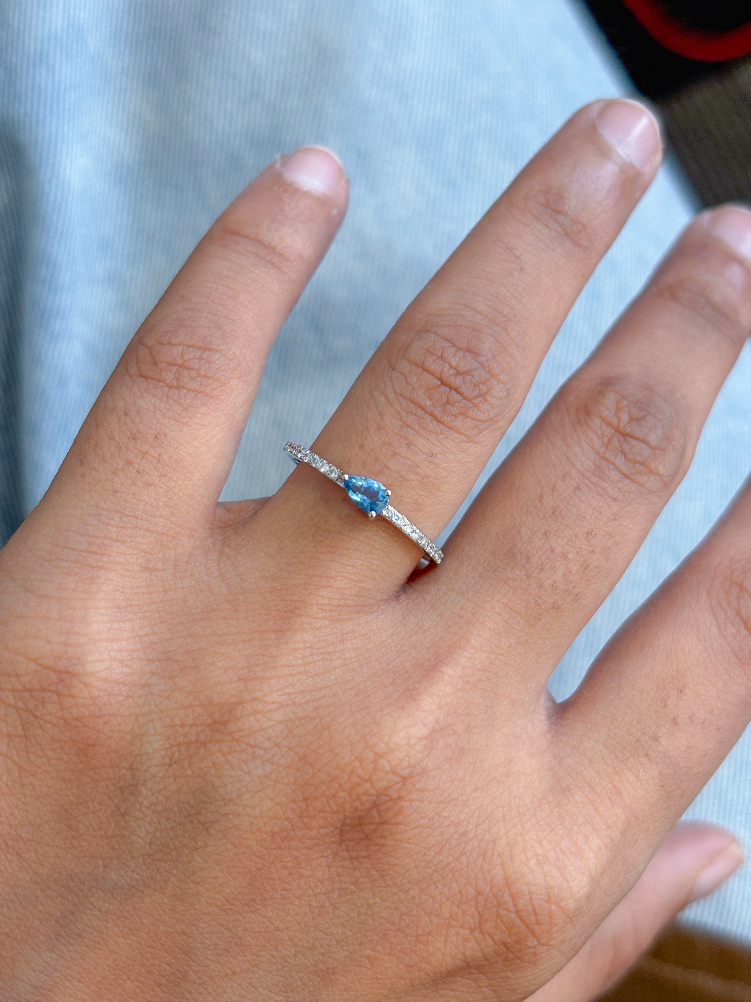JPRG-5473/13046 Diamond Aquamarine Ring | 14K