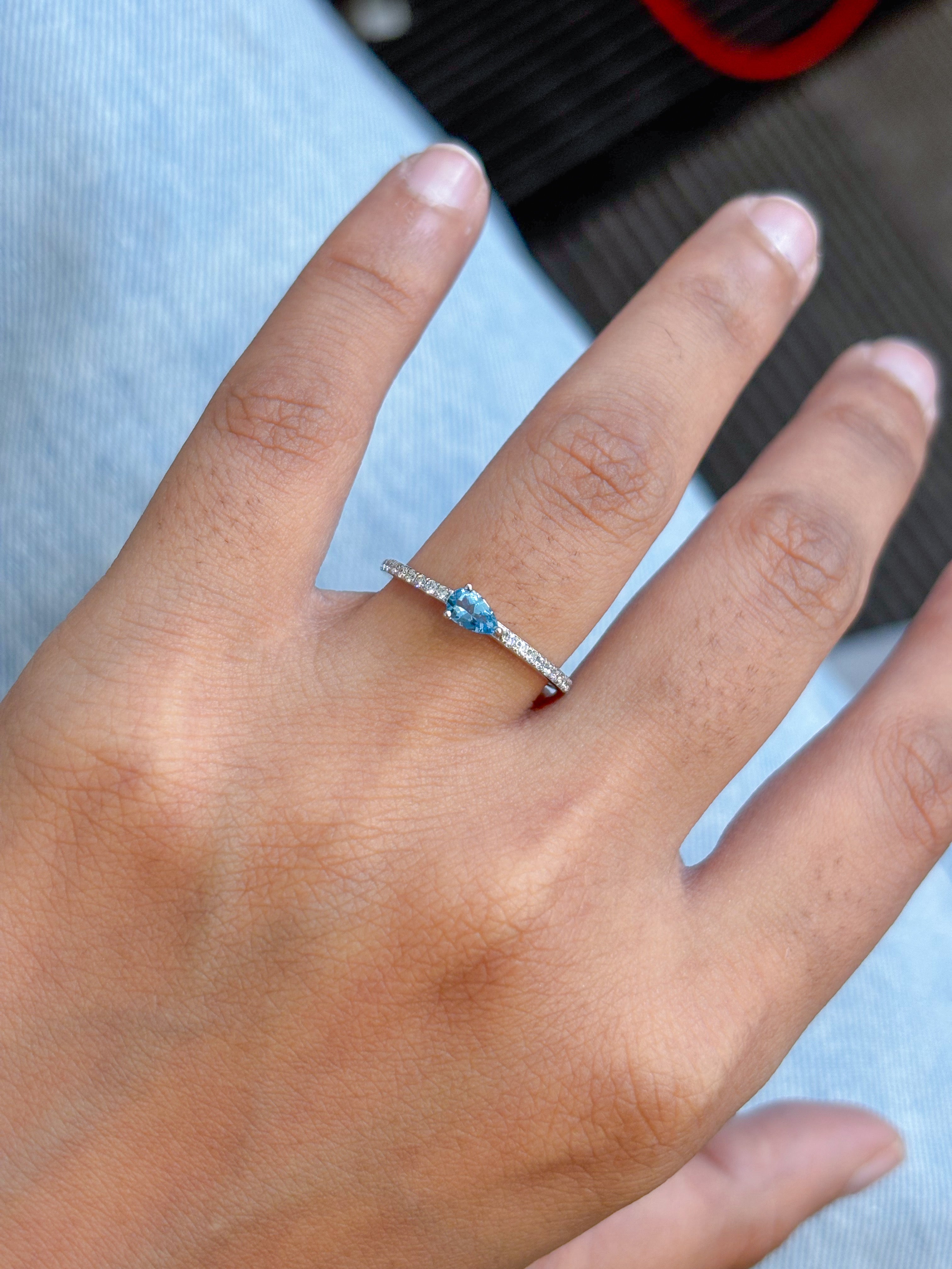 JPRG-5474/13047 Diamond Aquamarine Ring | 14K