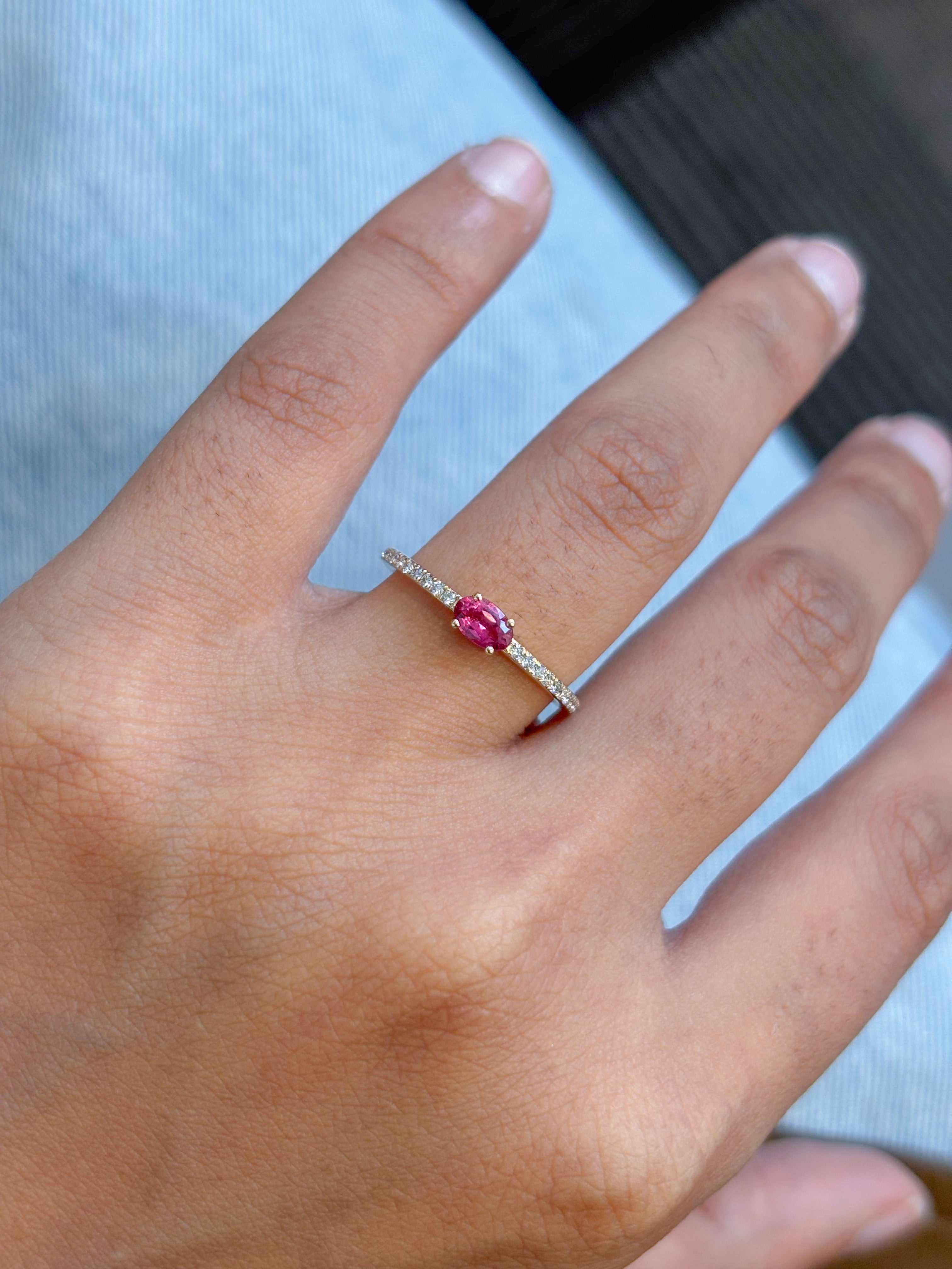 JPRG-5484/13057 Rubillite Diamond Ring | 14K