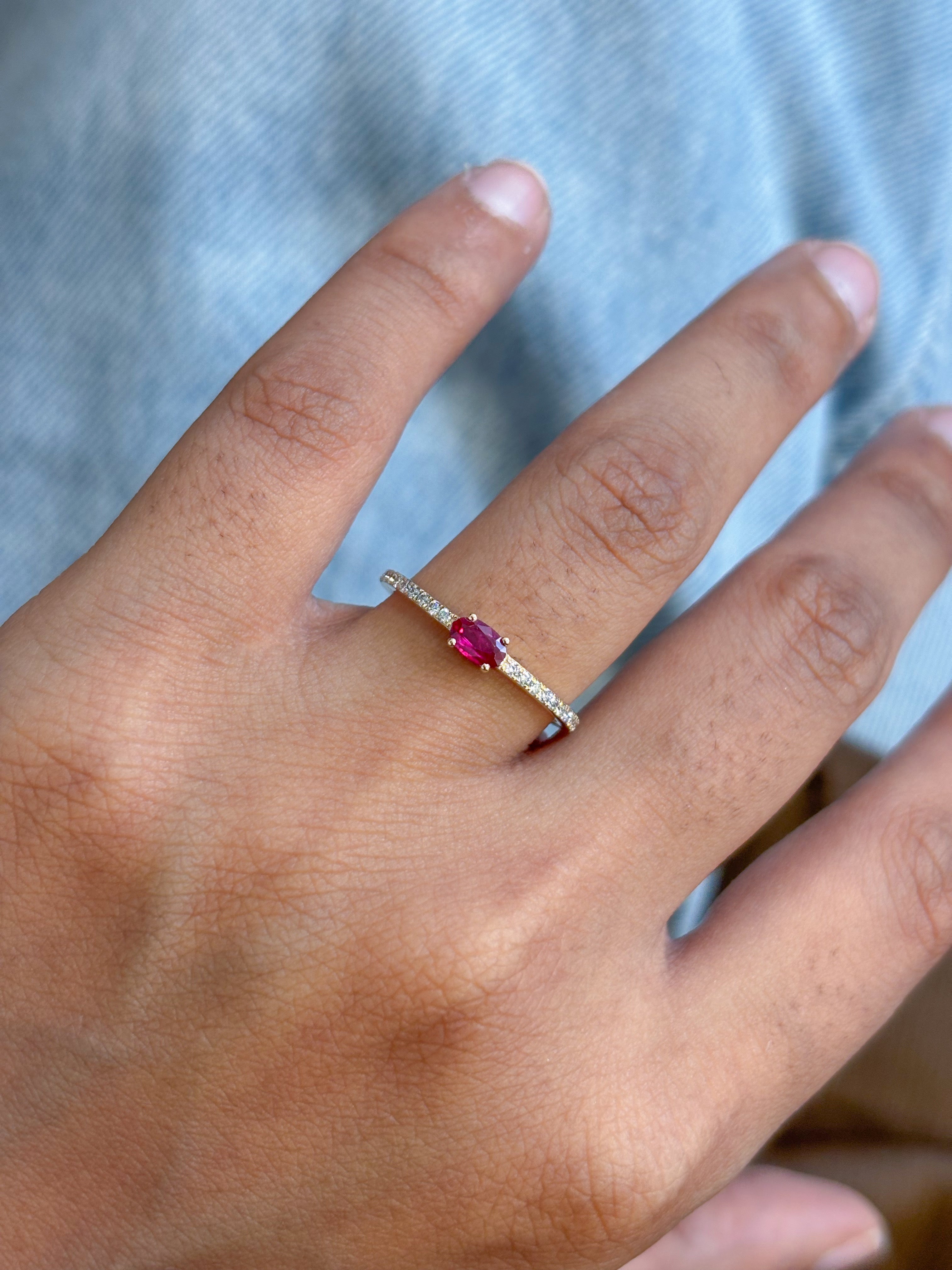 JPRG-5485/13058 Diamond Ruby Ring | 14K