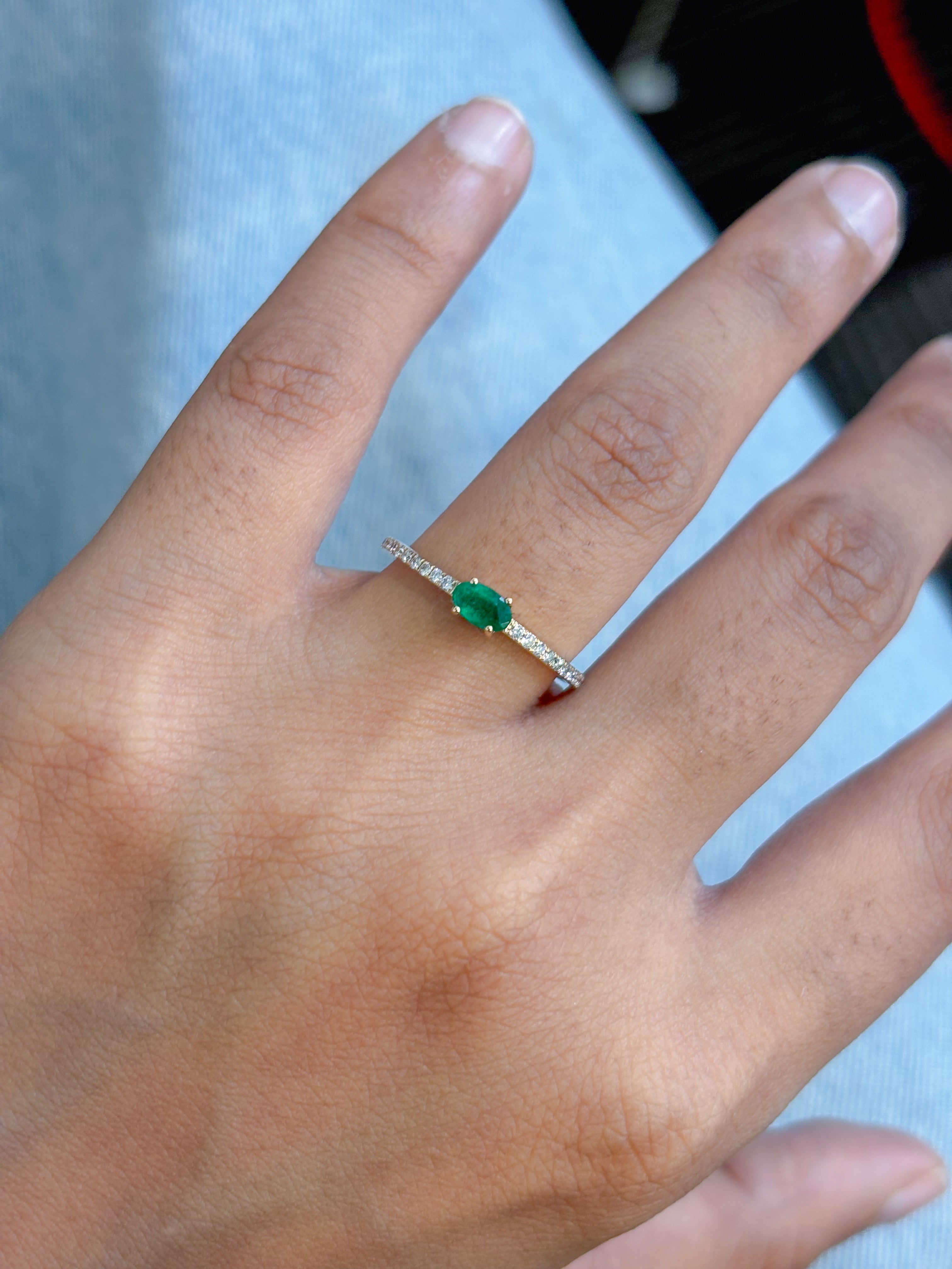 JPRG-5487/13060 Diamond Emerald Ring | 14K