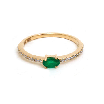 JPRG-5487/13060 Diamond Emerald Ring | 14K