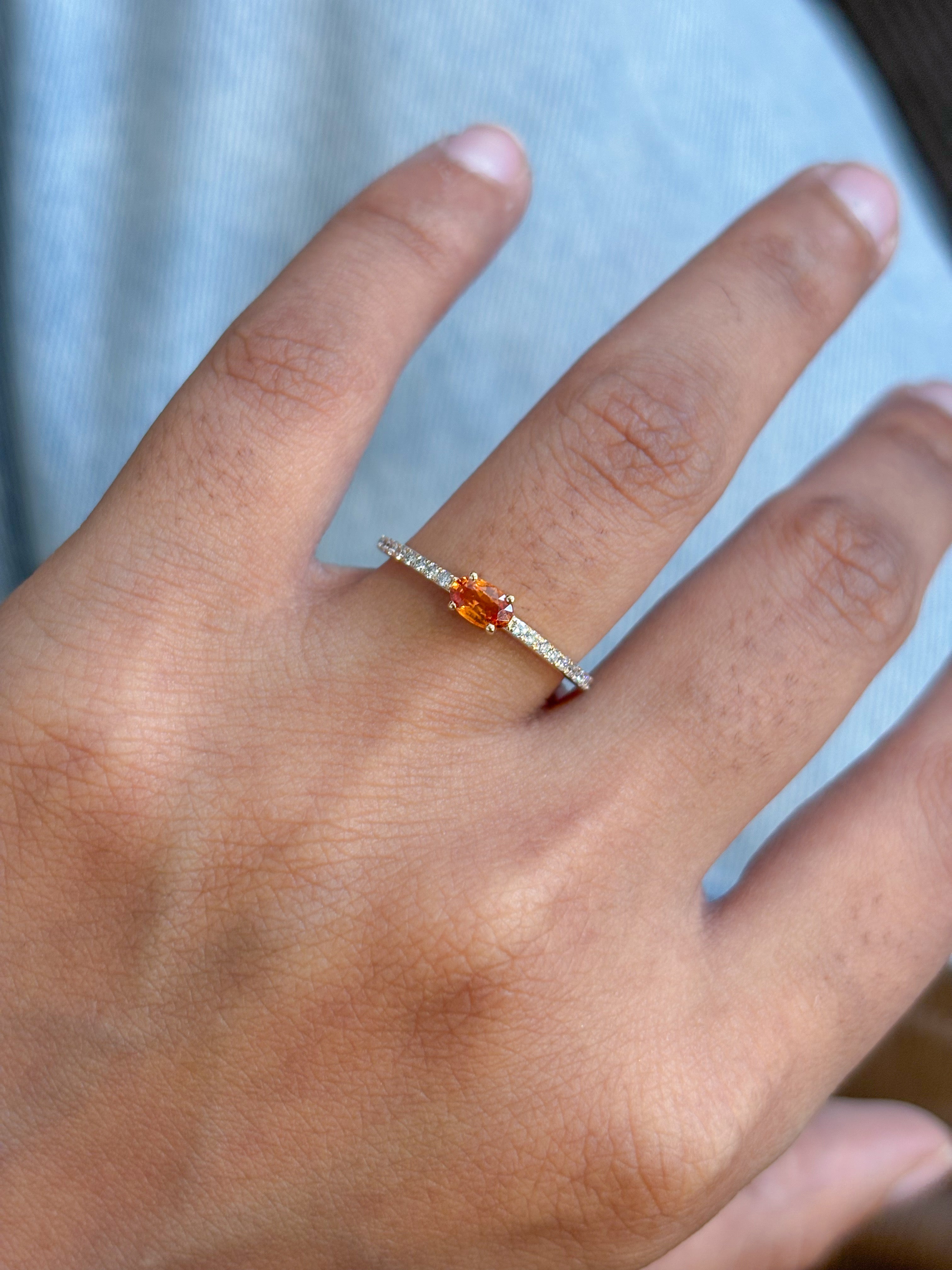 JPRG-5489/13062 Diamond Orange Sapphire Ring | 14K