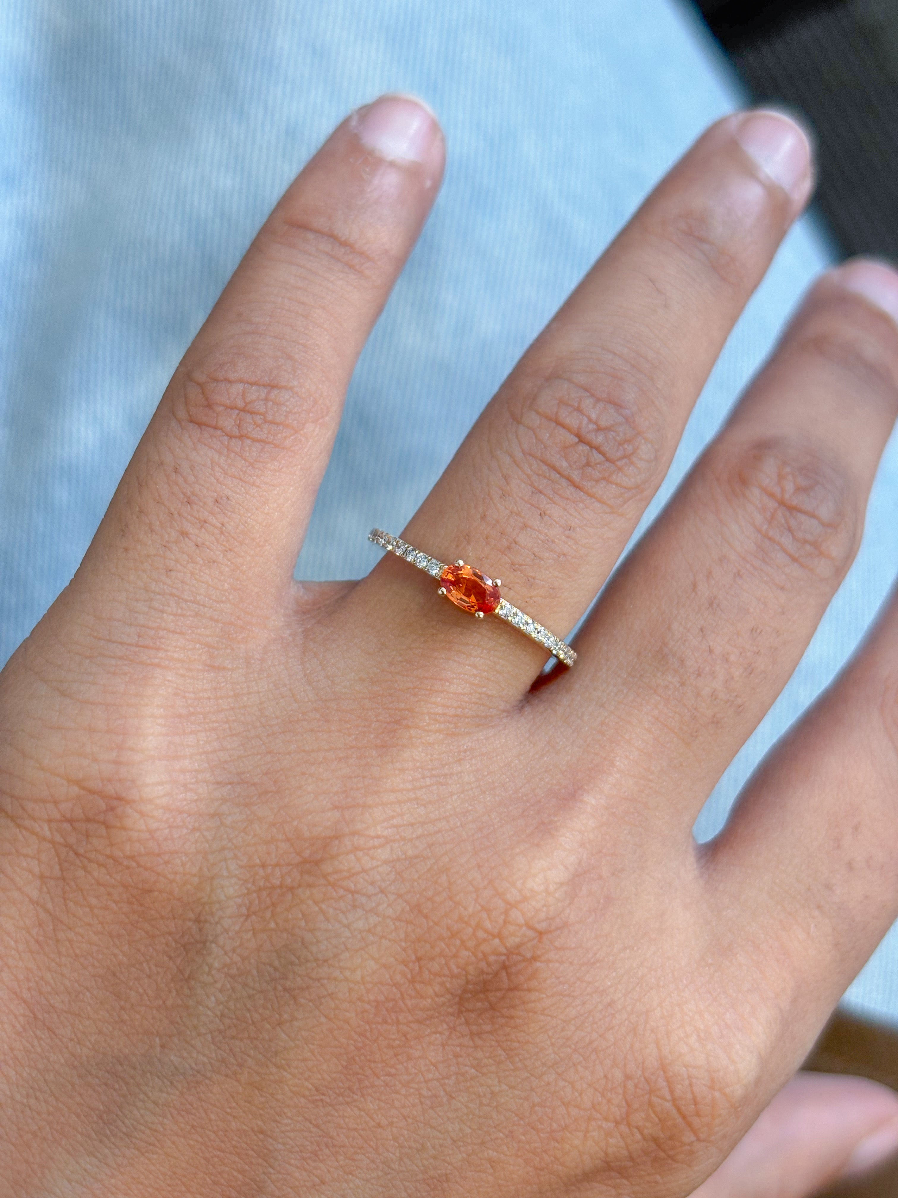 JPRG-5490/13063 Diamond Orange Sapphire Ring | 14K