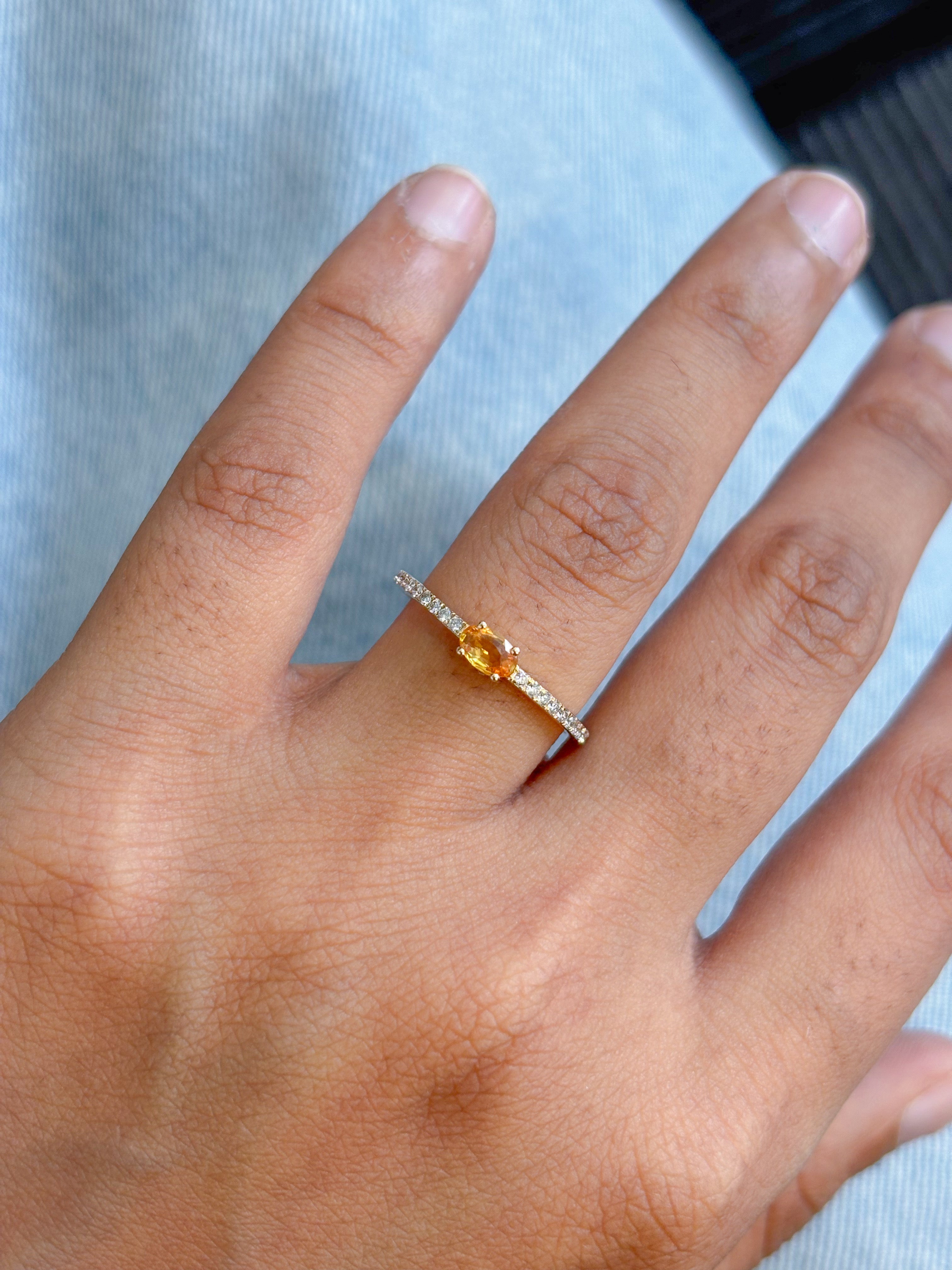 JPRG-5492/13065 Diamond Yellow Sapphire Ring | 14K