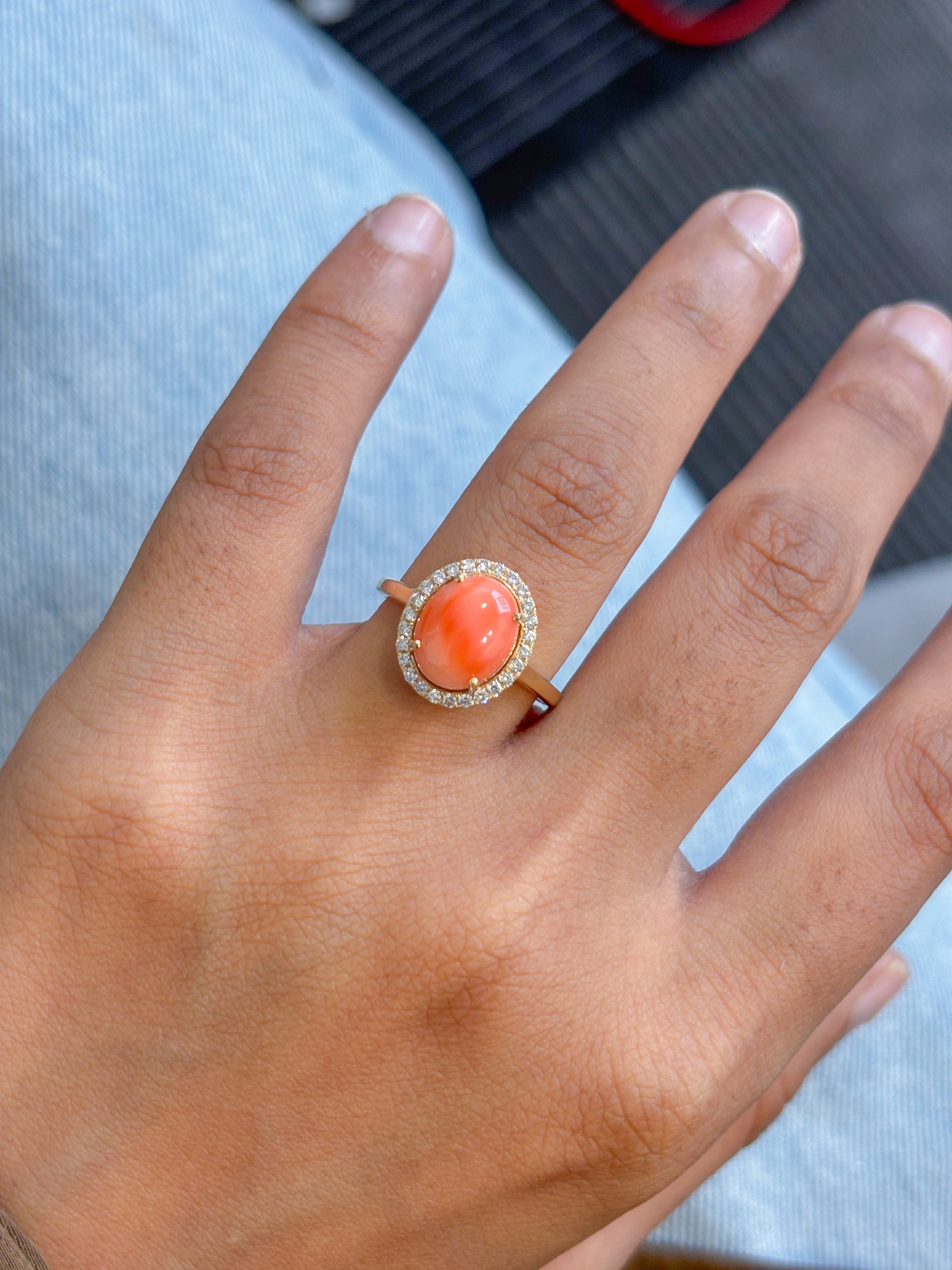 JPRG-5496/13069 Diamond Coral Ring | 14K