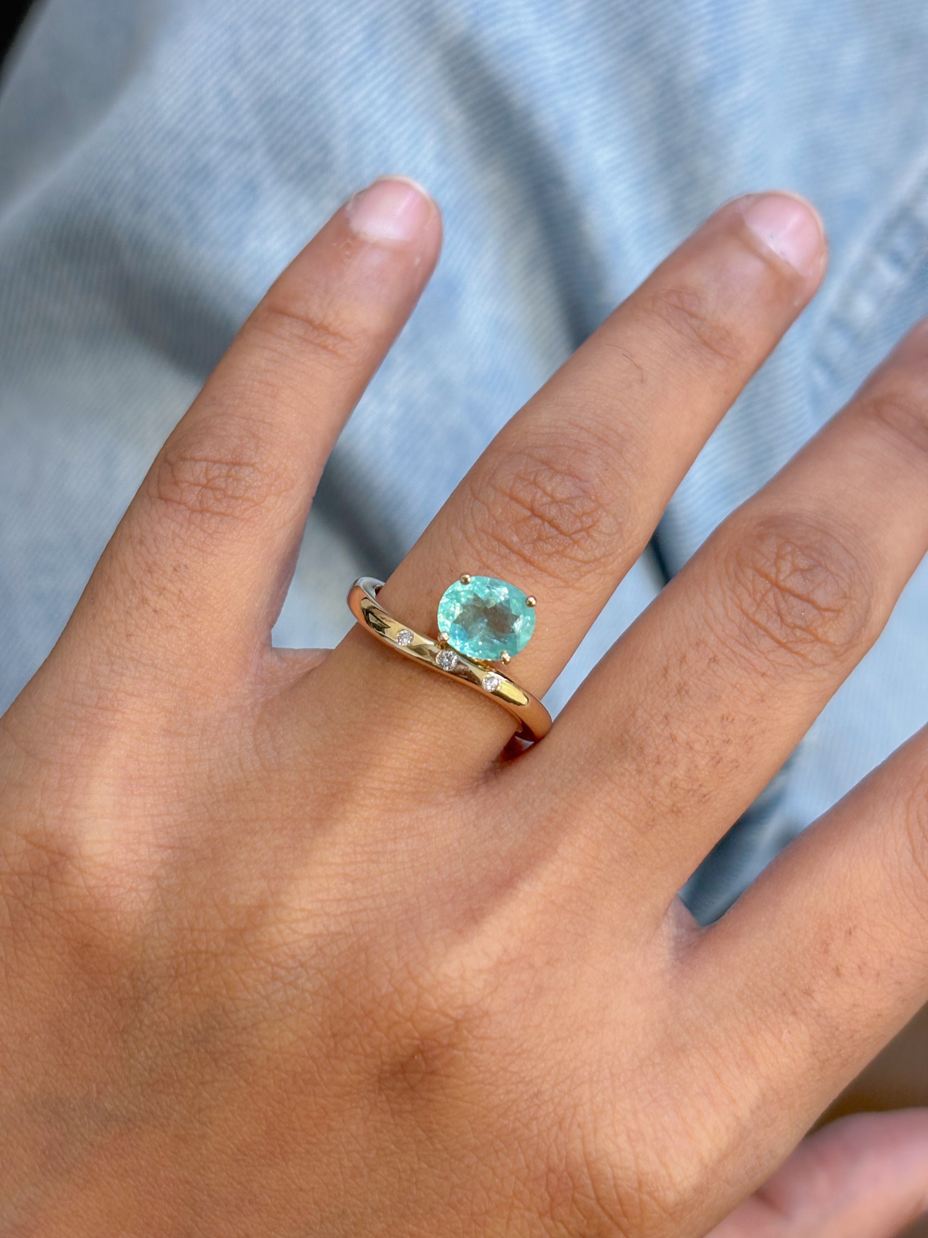 JPRG-5499/13077 Diamond Paraiba Tourmaline Ring | 18K