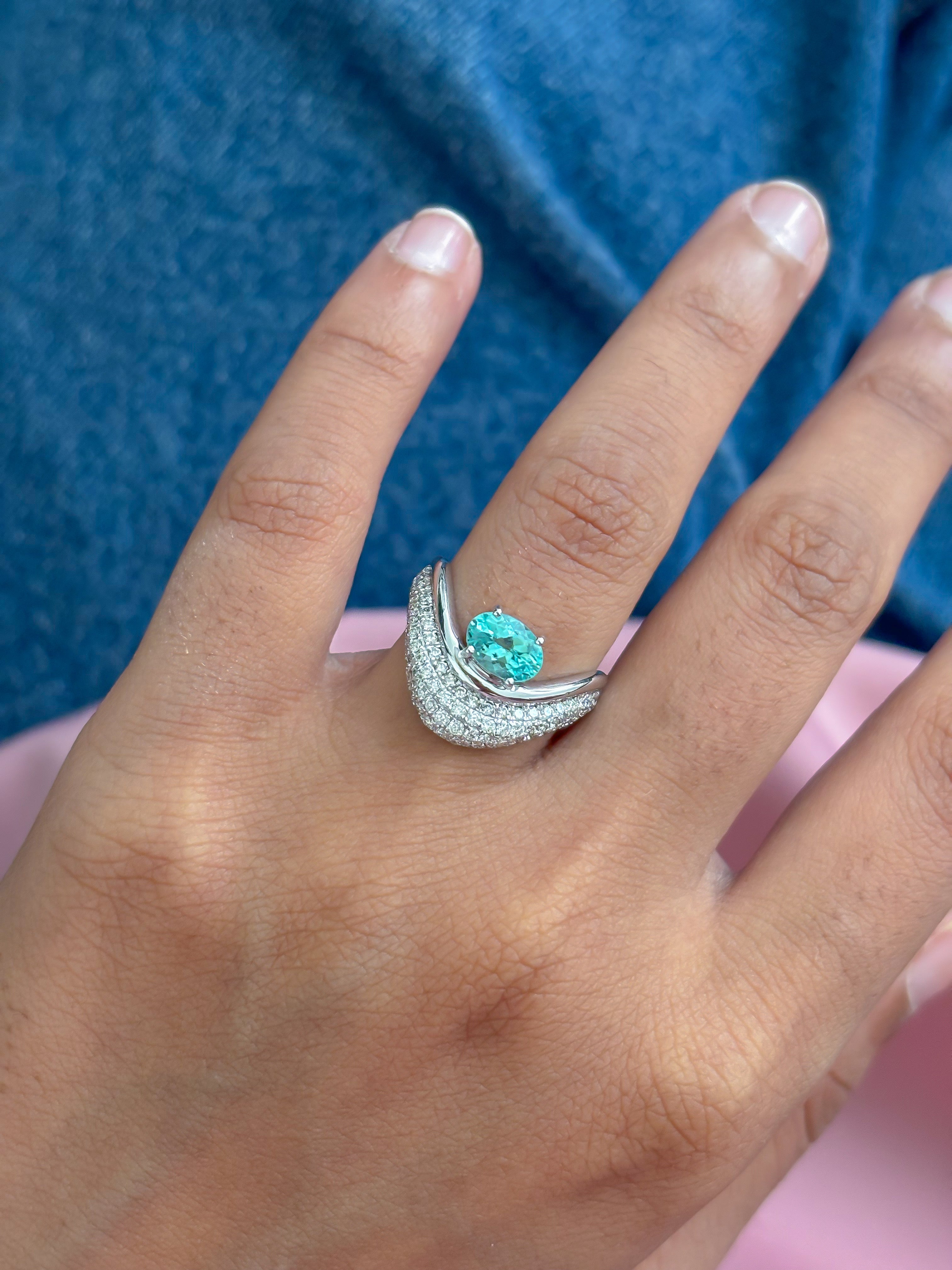 JPRG-5501/13082 Paraiba Tourmaline Diamond Ring | 18K