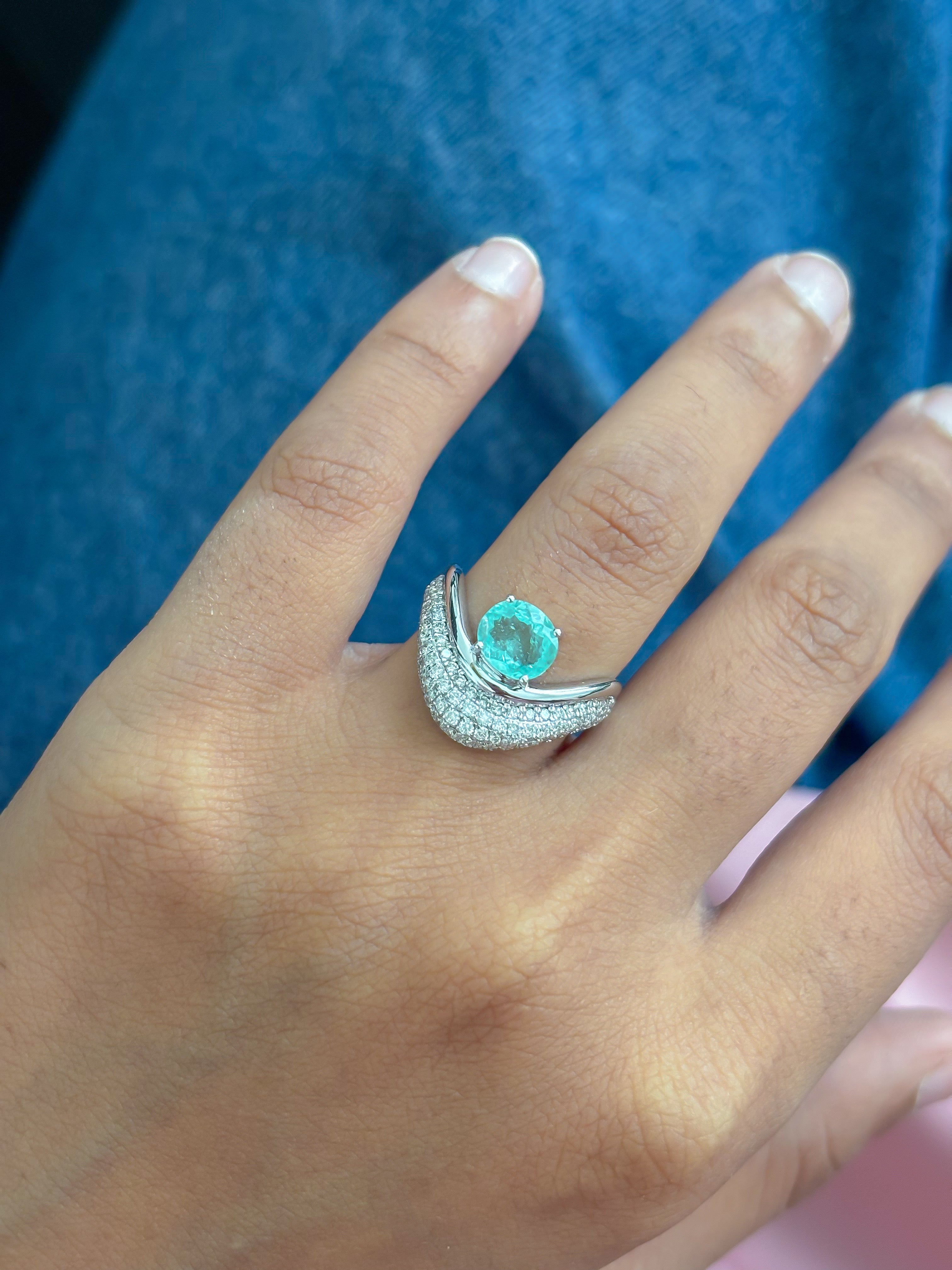 JPRG-5510/13092 Paraiba Tourmaline Diamond Ring | 18K