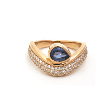 JPRG-5513/13104 Blue Sapphire Diamond Ring | 18K